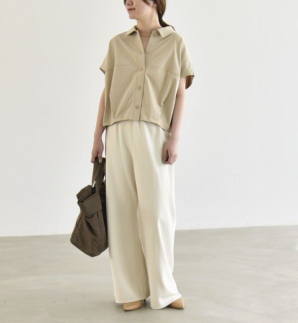 quaranciel「《予約》quaranciel:〈接触冷感/洗濯機可能〉天竺 フレンチスリーブ シャツ カットソー」|Tシャツ・カットソー|