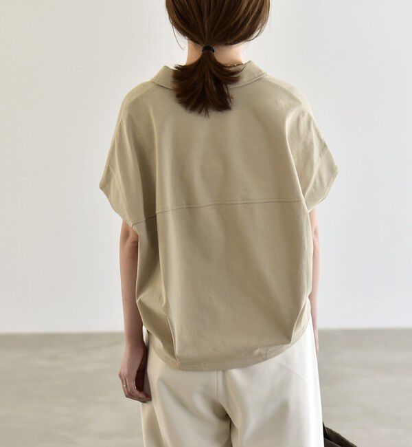 quaranciel「《予約》quaranciel:〈接触冷感/洗濯機可能〉天竺 フレンチスリーブ シャツ カットソー」|Tシャツ・カットソー|