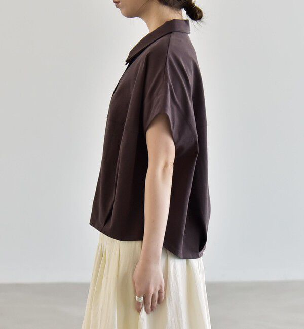 quaranciel「《予約》quaranciel:〈接触冷感/洗濯機可能〉天竺 フレンチスリーブ シャツ カットソー」|Tシャツ・カットソー|