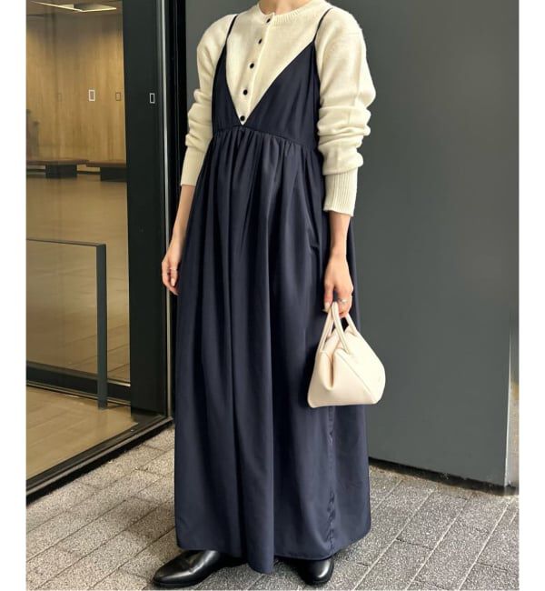 SLOBE IENA「《WEB限定/追加3》タフタギャザーキャミワンピース」|ワンピース|