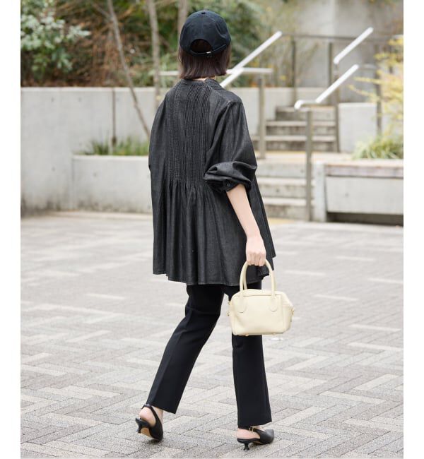 SLOBE IENA「《WEB限定/追加》LEDENIM ボサム ペプラムデニムブラウス」|シャツ・ブラウス|