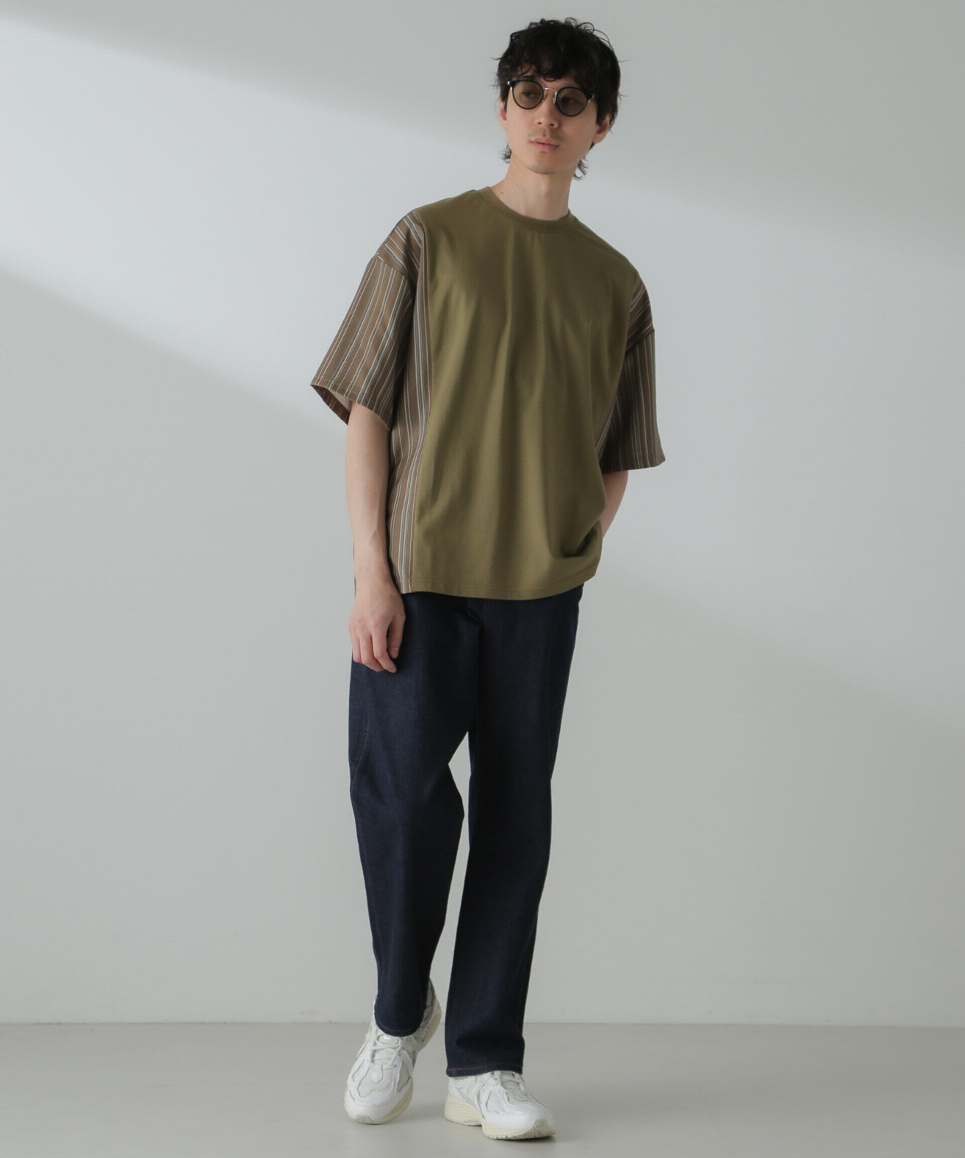 nano･universe「切り替えパターンTシャツ 半袖(セットアップ可）」|Tシャツ・カットソー|