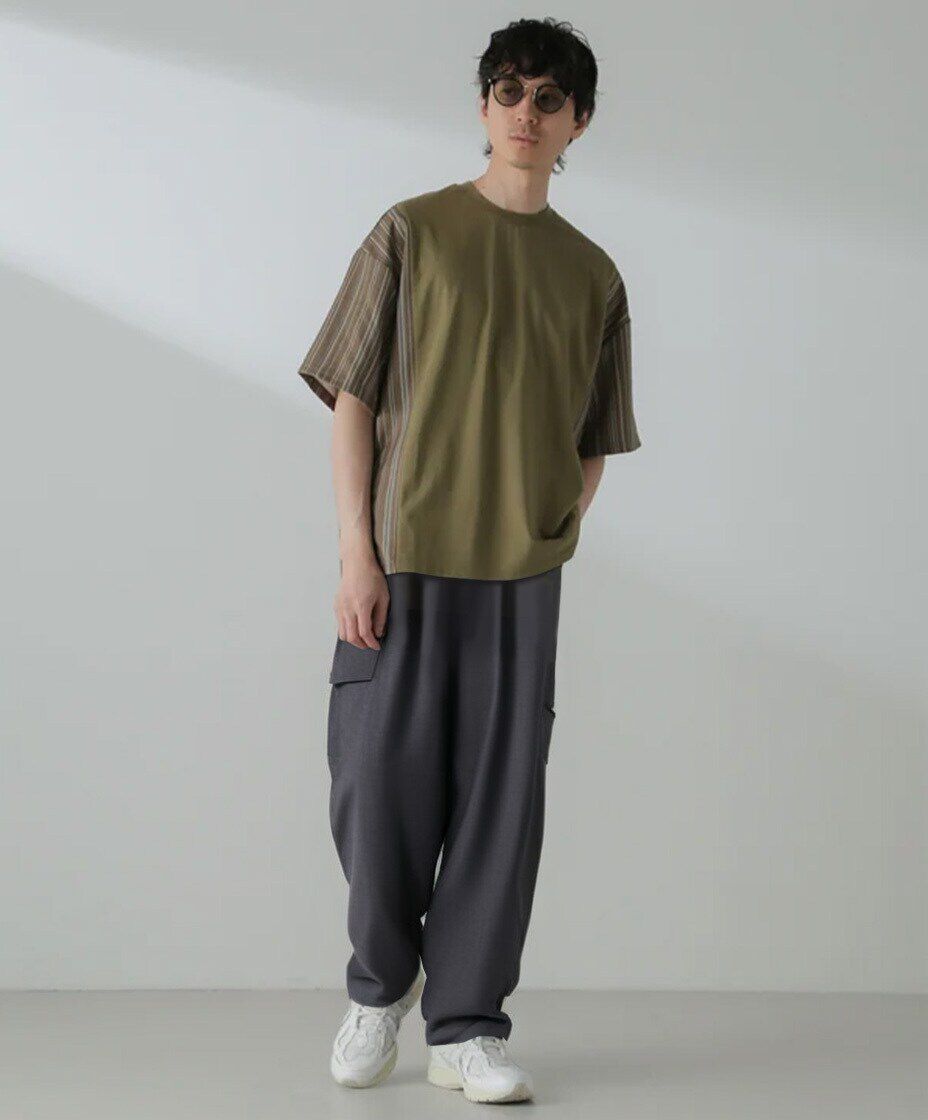 nano･universe「切り替えパターンTシャツ 半袖(セットアップ可）」|Tシャツ・カットソー|