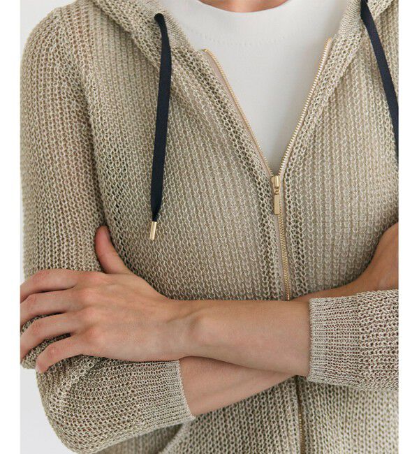 BEIGE,「【ロングセラー・新色追加】OPTICAL / ペーパーヤーンフーディージップニット」|パーカー|