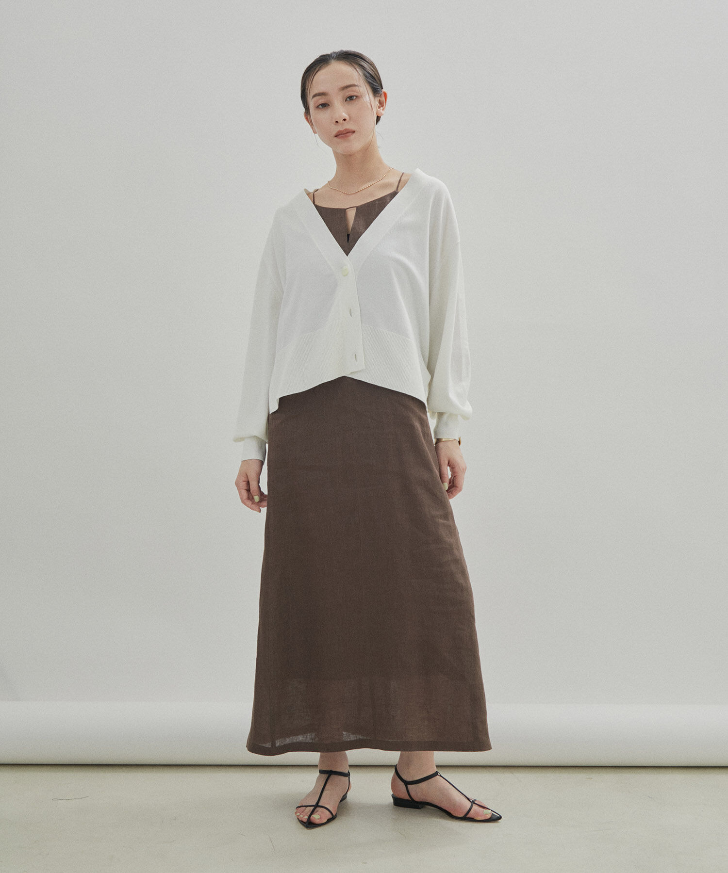SALON adam et rope'「【洗える】ノルマンディリネンキャミワンピース/麻」|ワンピース|