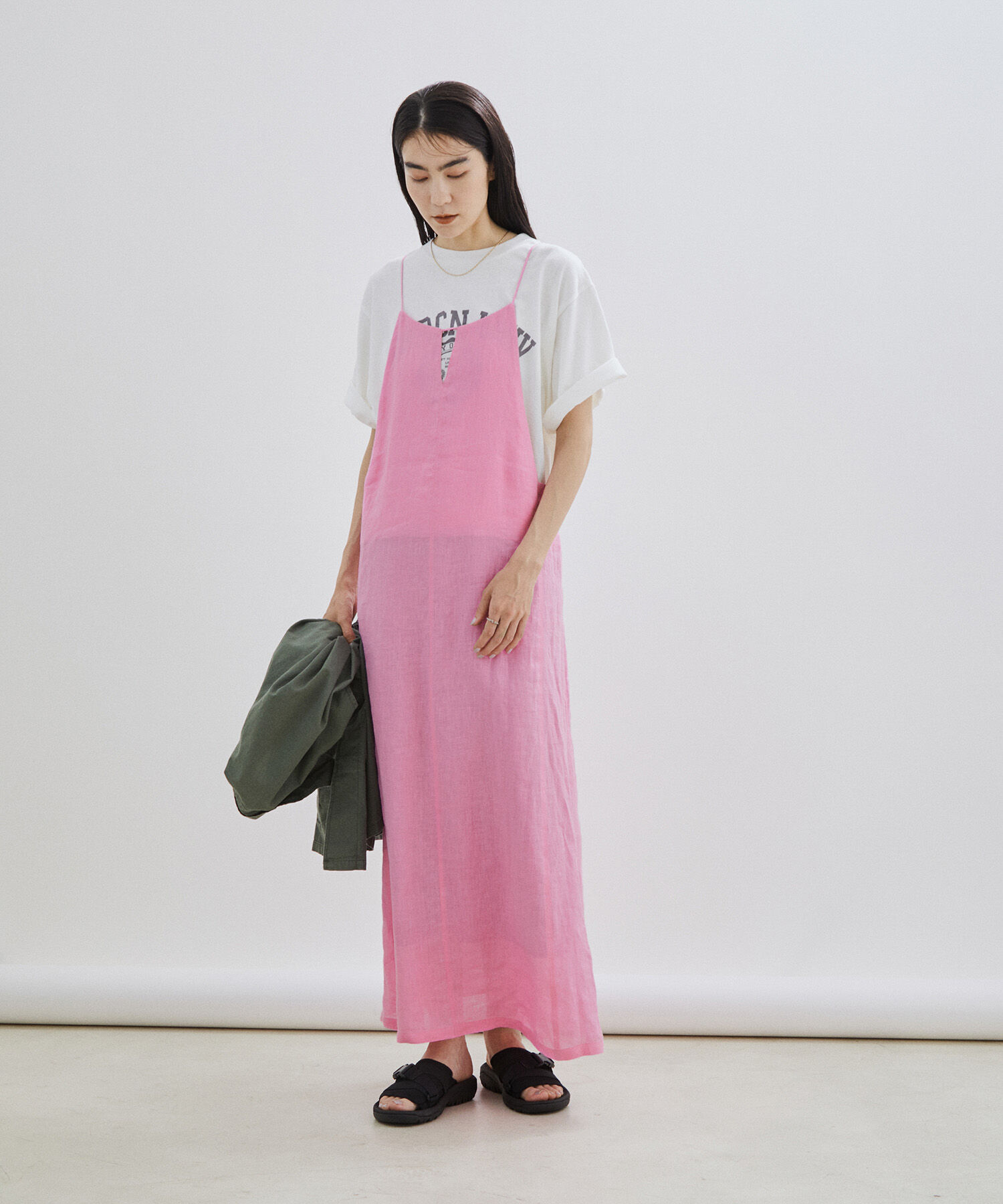 SALON adam et rope'「【洗える】ノルマンディリネンキャミワンピース/麻」|ワンピース|