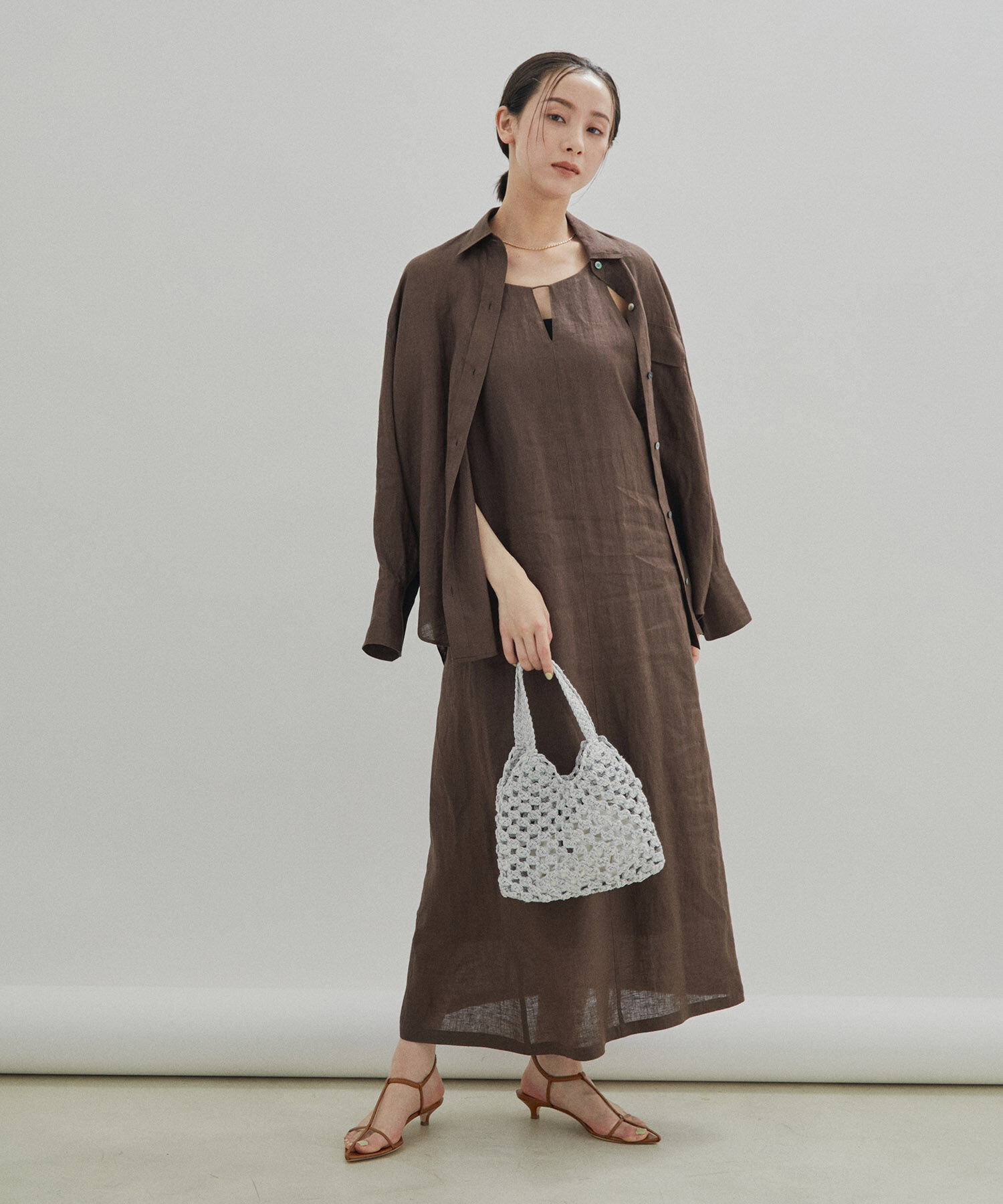 SALON adam et rope'「【洗える】ノルマンディリネンキャミワンピース/麻」|ワンピース|