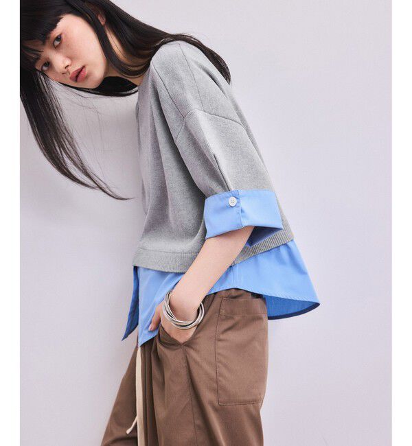 ADAM ET ROPE'「【WEB限定】シャツコンビニットプルオーバー」|シャツ・ブラウス|