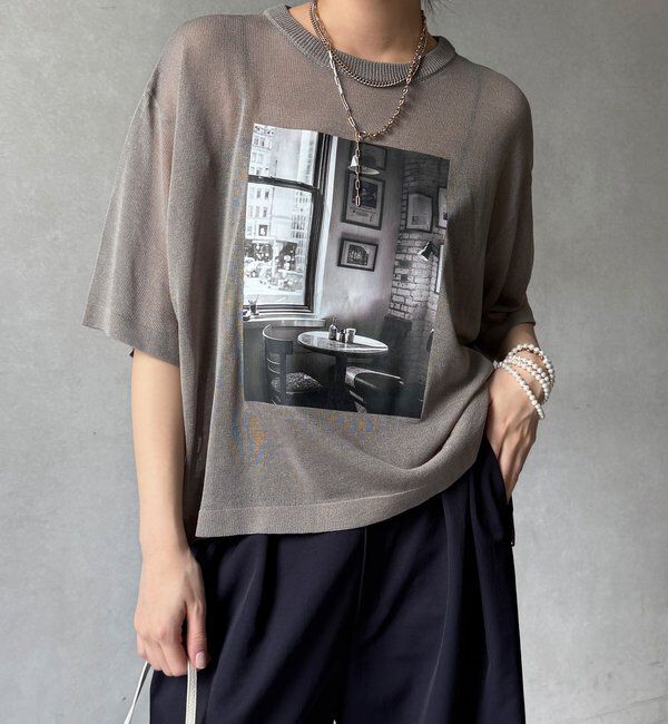  「【WEB限定】プリントシアーニットプルオーバー」|Tシャツ・カットソー|