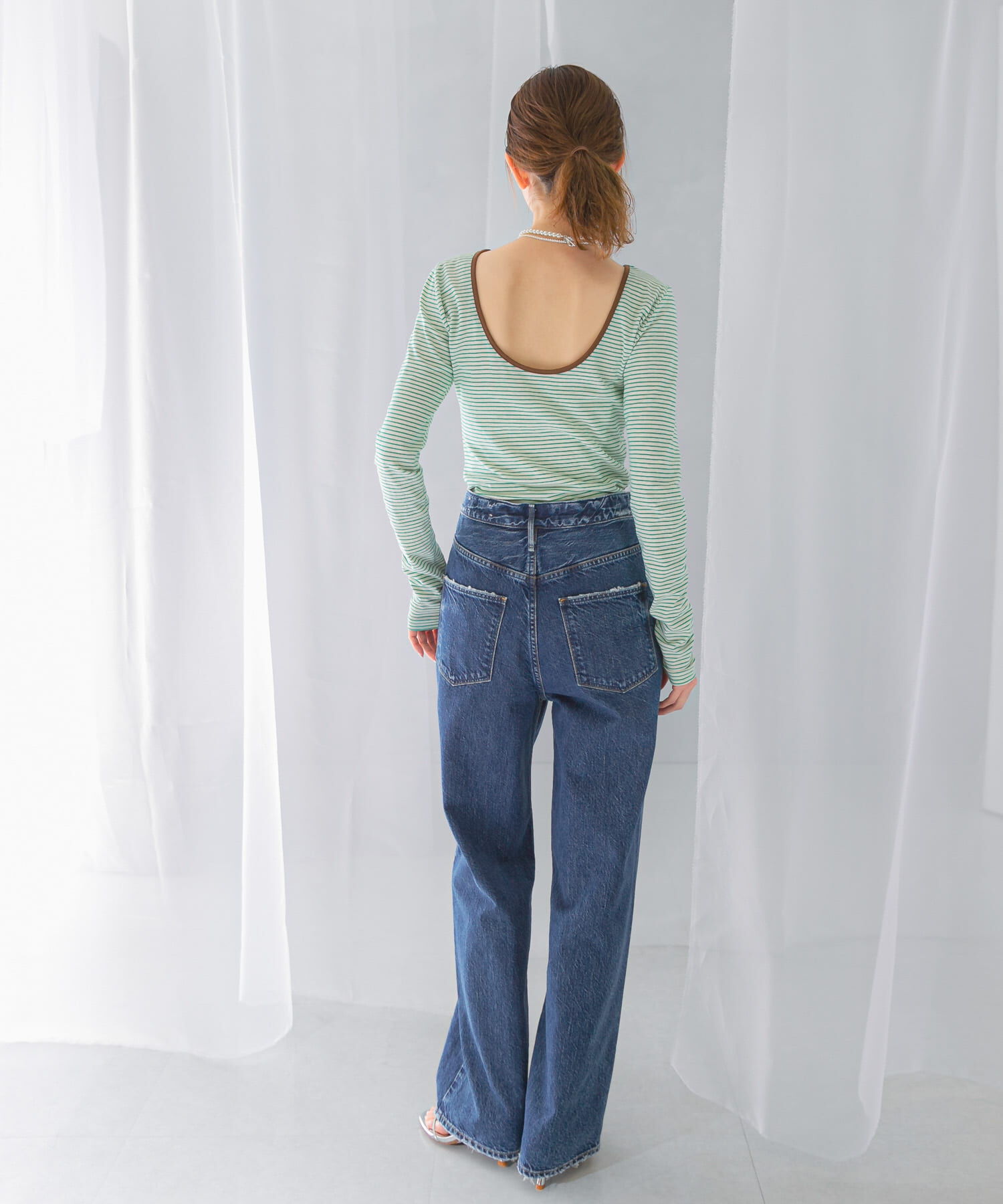 URBAN RESEARCH ROSSO「GREEN BUTTER　Two-way Stripe Patch T-shirts」|Tシャツ・カットソー|
