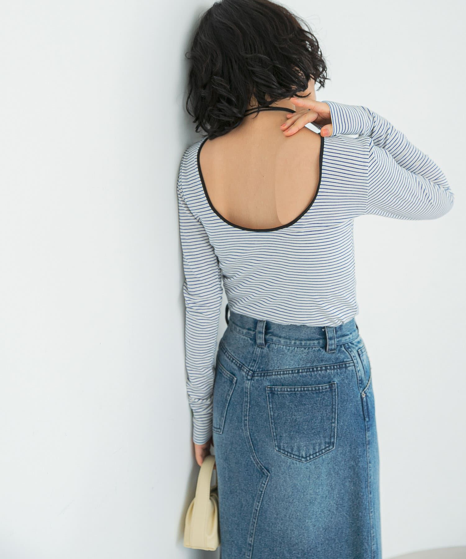 URBAN RESEARCH ROSSO「GREEN BUTTER　Two-way Stripe Patch T-shirts」|Tシャツ・カットソー|