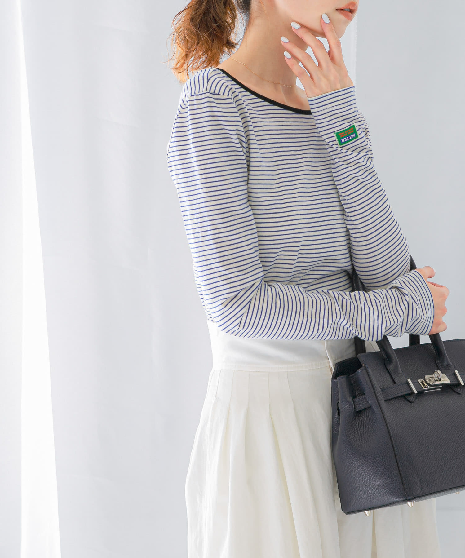 URBAN RESEARCH ROSSO「GREEN BUTTER　Two-way Stripe Patch T-shirts」|Tシャツ・カットソー|