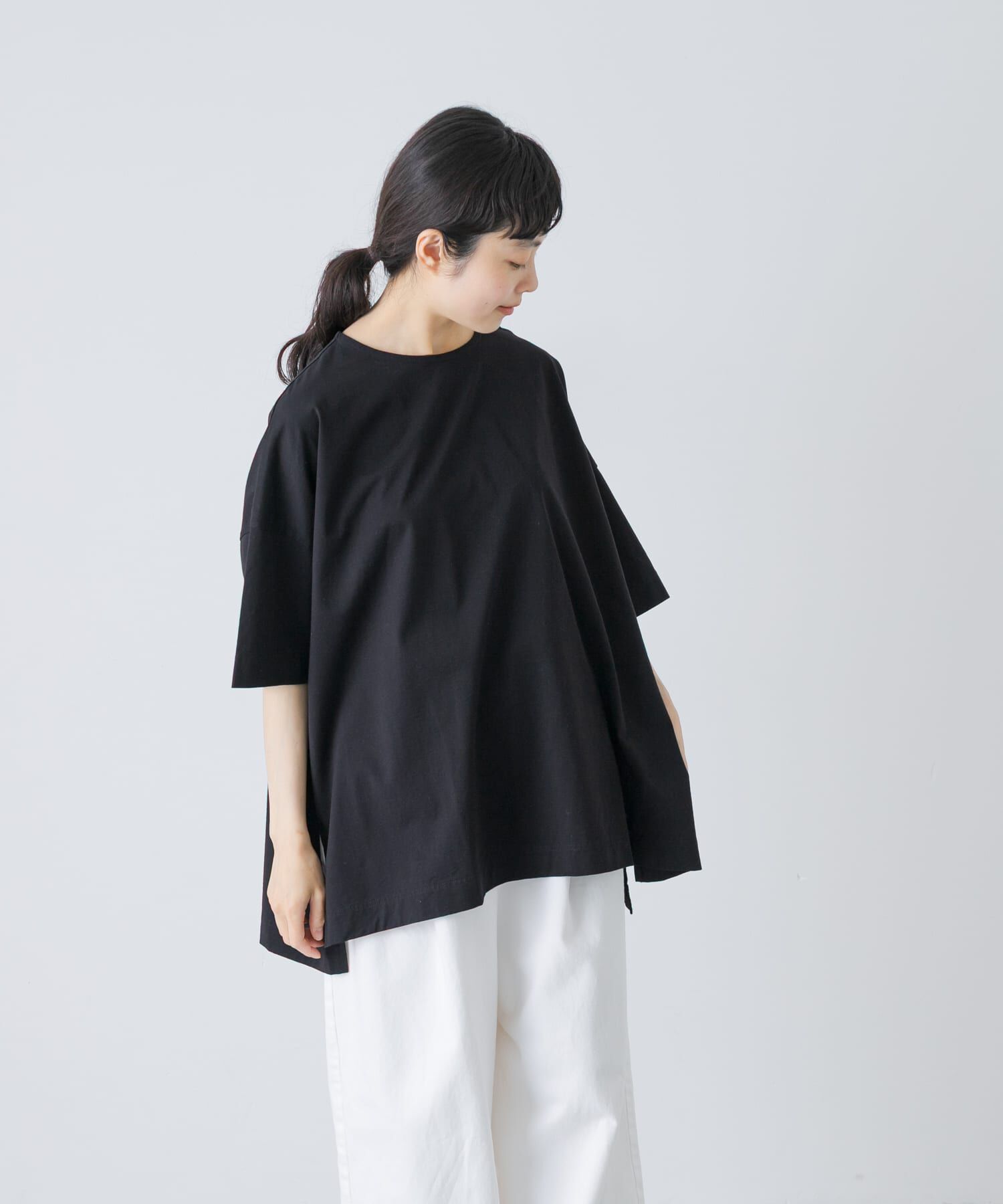 かぐれ「オーバークルーネックカットソー」|Tシャツ・カットソー|ブラック