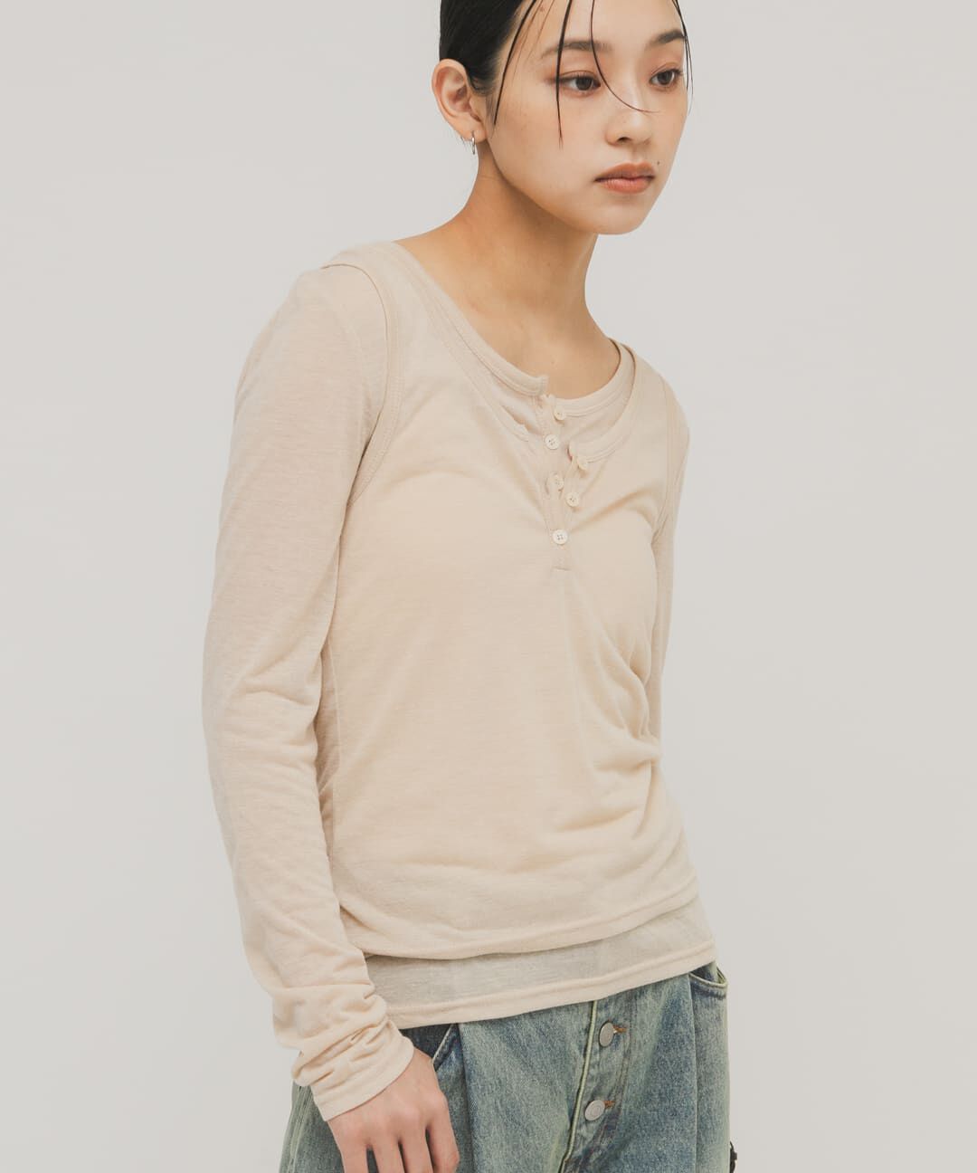  「レイヤードヘンリーネックTEE」|Tシャツ・カットソー|