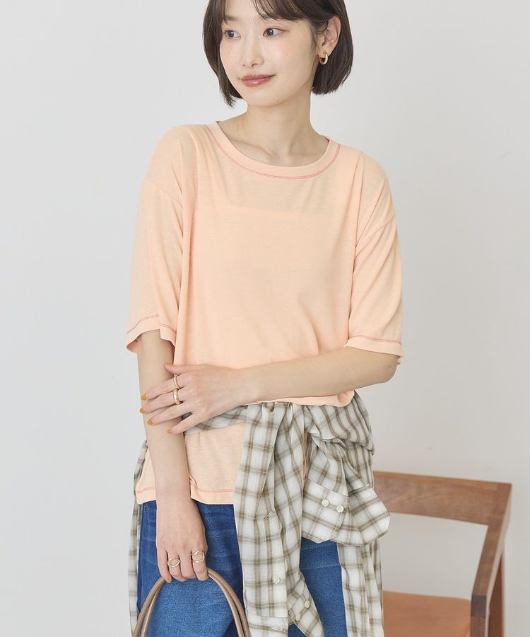 AMERICAN HOLIC「【マルチ機能】配色ステッチルーズTシャツ」|Tシャツ・カットソー|