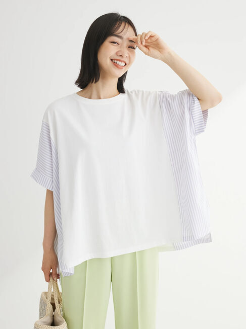 Green Parks「異素材脇切り替えドッキングプルオーバー」|Tシャツ・カットソー|