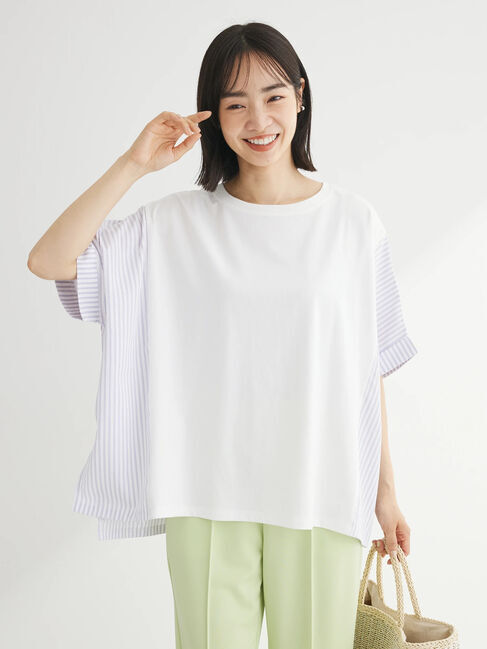 Green Parks「異素材脇切り替えドッキングプルオーバー」|Tシャツ・カットソー|