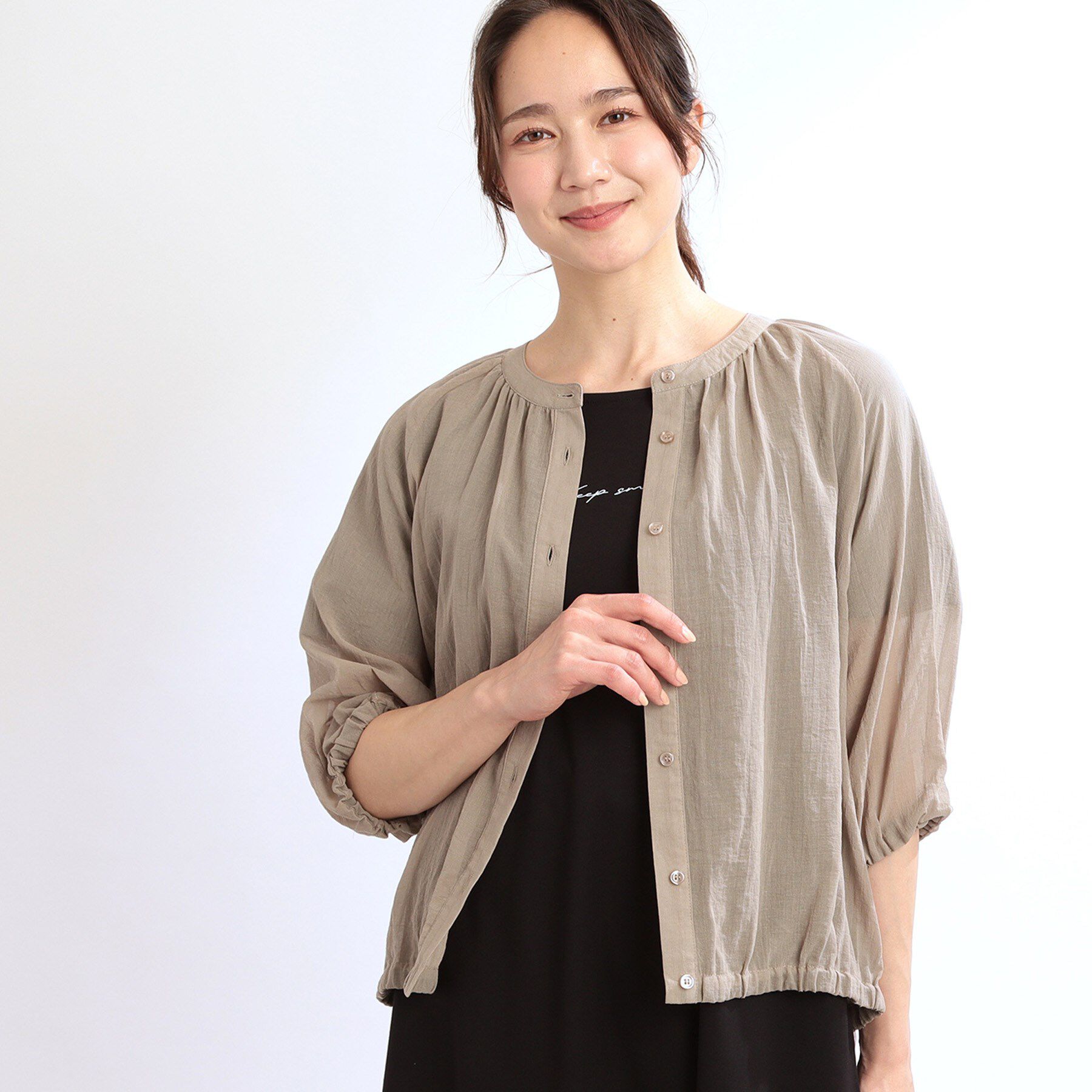 Reflect「【夏SALE／E‐QUALITY／手洗い可／羽織にも◎】シアーブラウス」|シャツ・ブラウス|モカブラウン(042