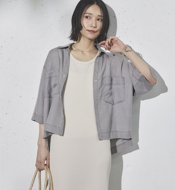 Doux archives「バイオウォッシュ加工ショートシャツ」|シャツ・ブラウス|GRAY