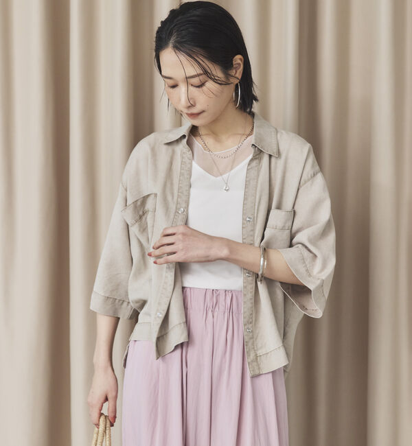 Doux archives「バイオウォッシュ加工ショートシャツ」|シャツ・ブラウス|