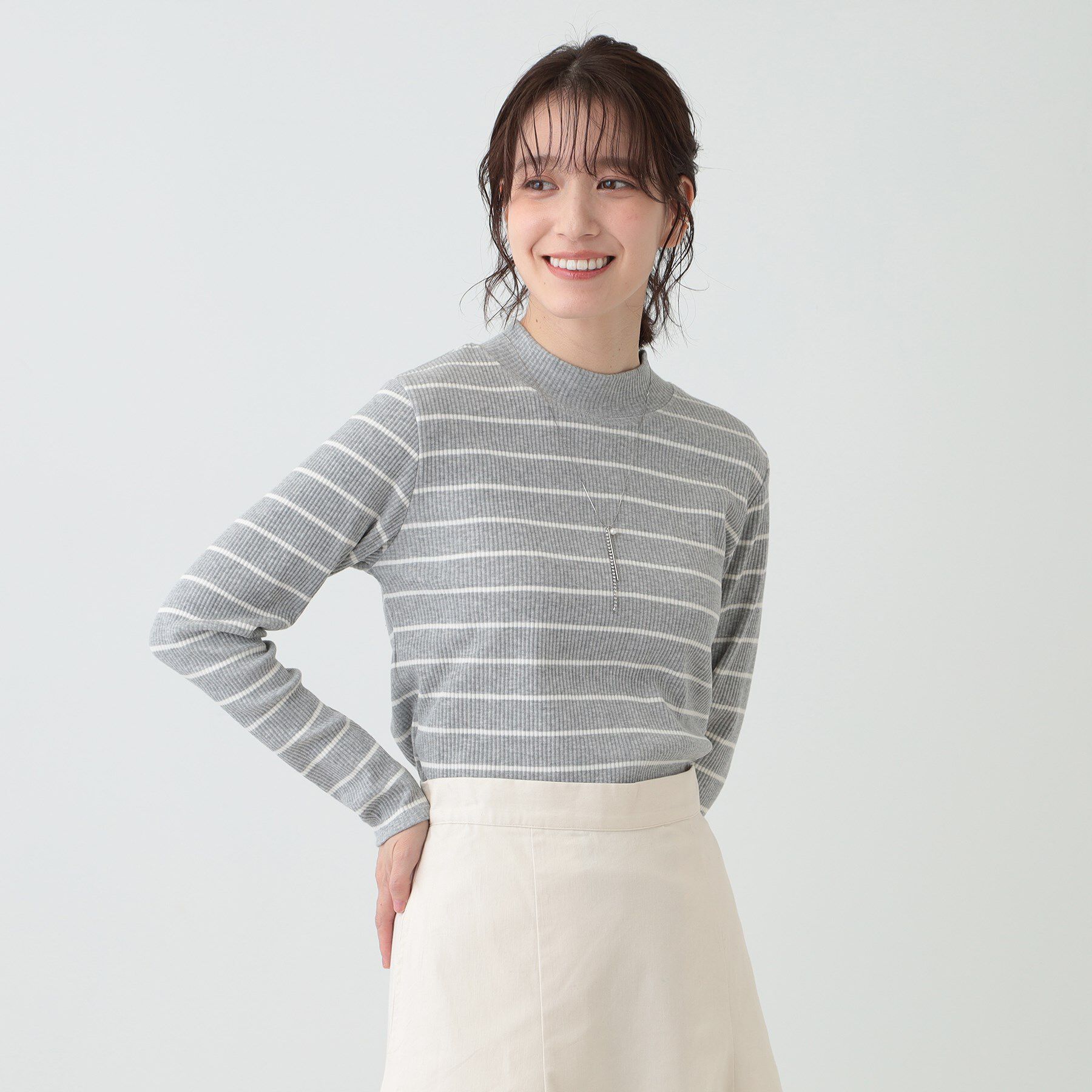 SHOO･LA･RUE「【S-LL】テレコリブハイネックトップス」|Tシャツ・カットソー|