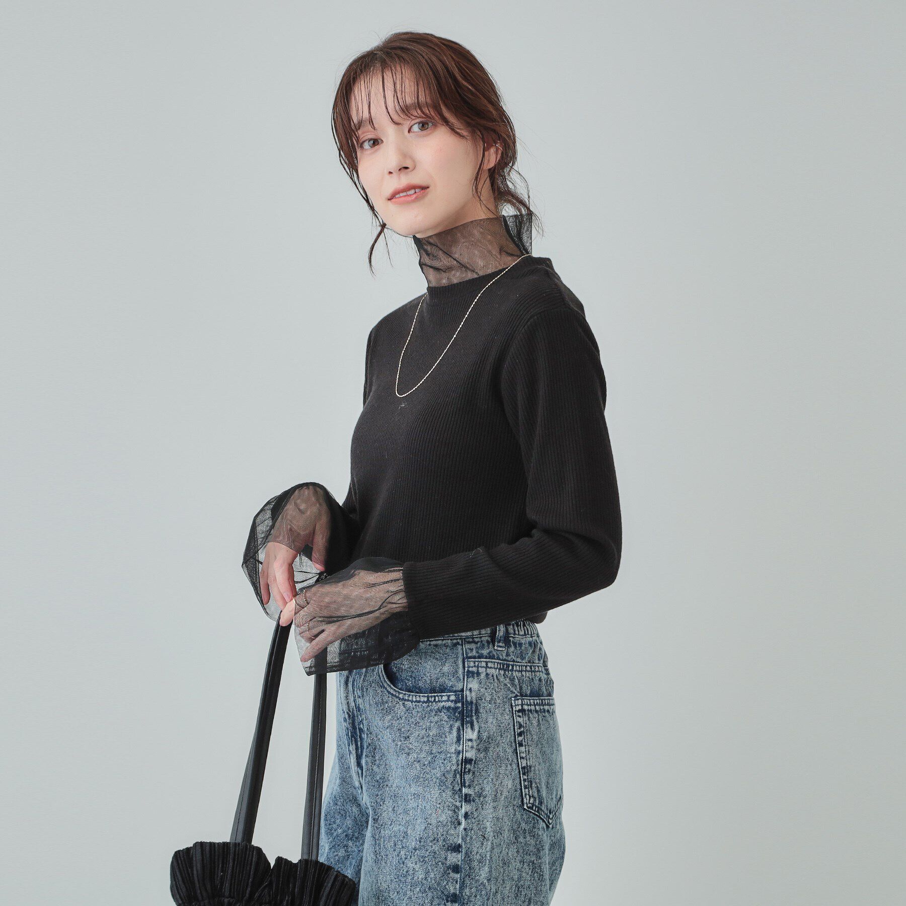 SHOO･LA･RUE「【S-LL】チュール切替リブインナートップス」|Tシャツ・カットソー|