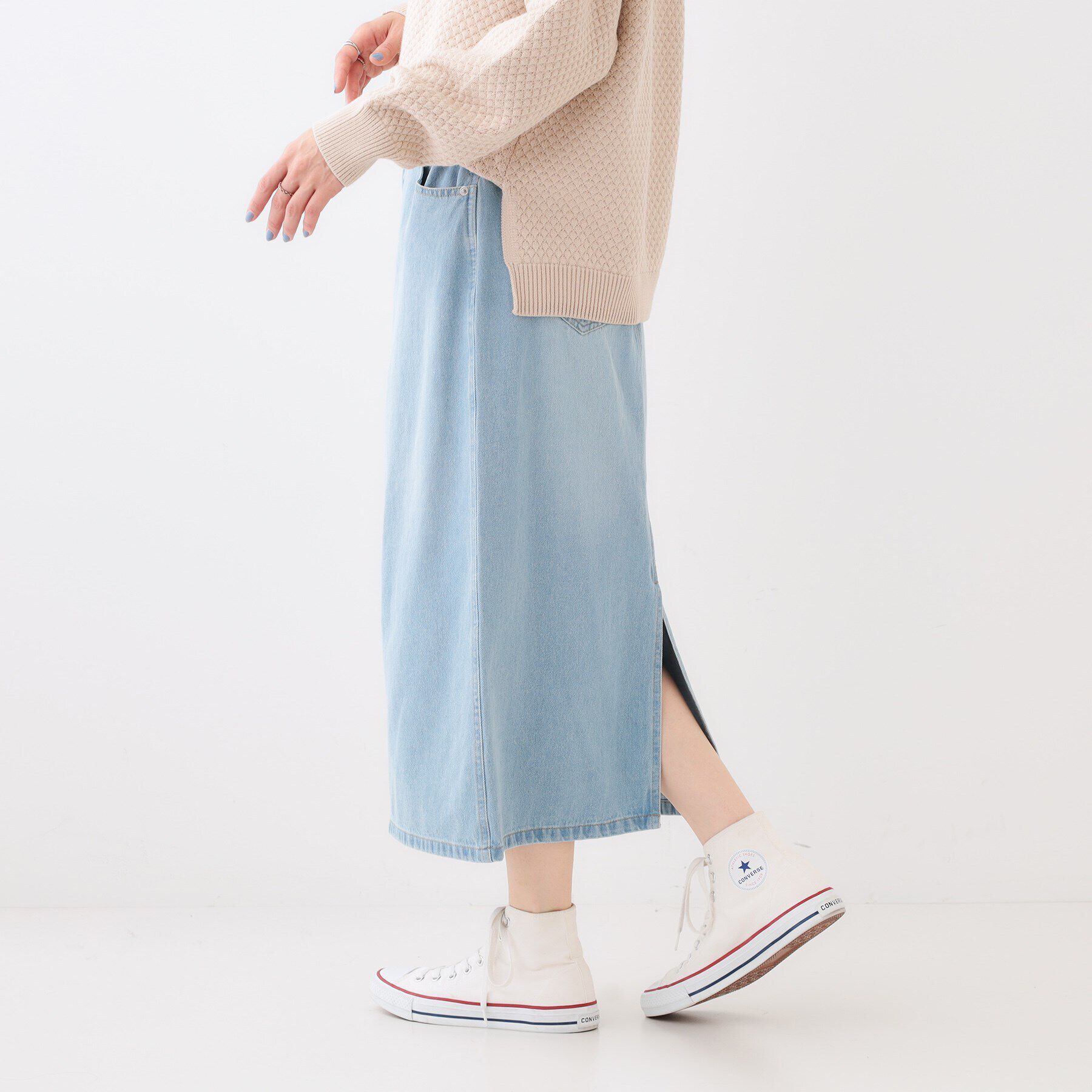 SHOO･LA･RUE「【S-LL/洗える】年中穿ける デニム ナロースカート」|スカート|