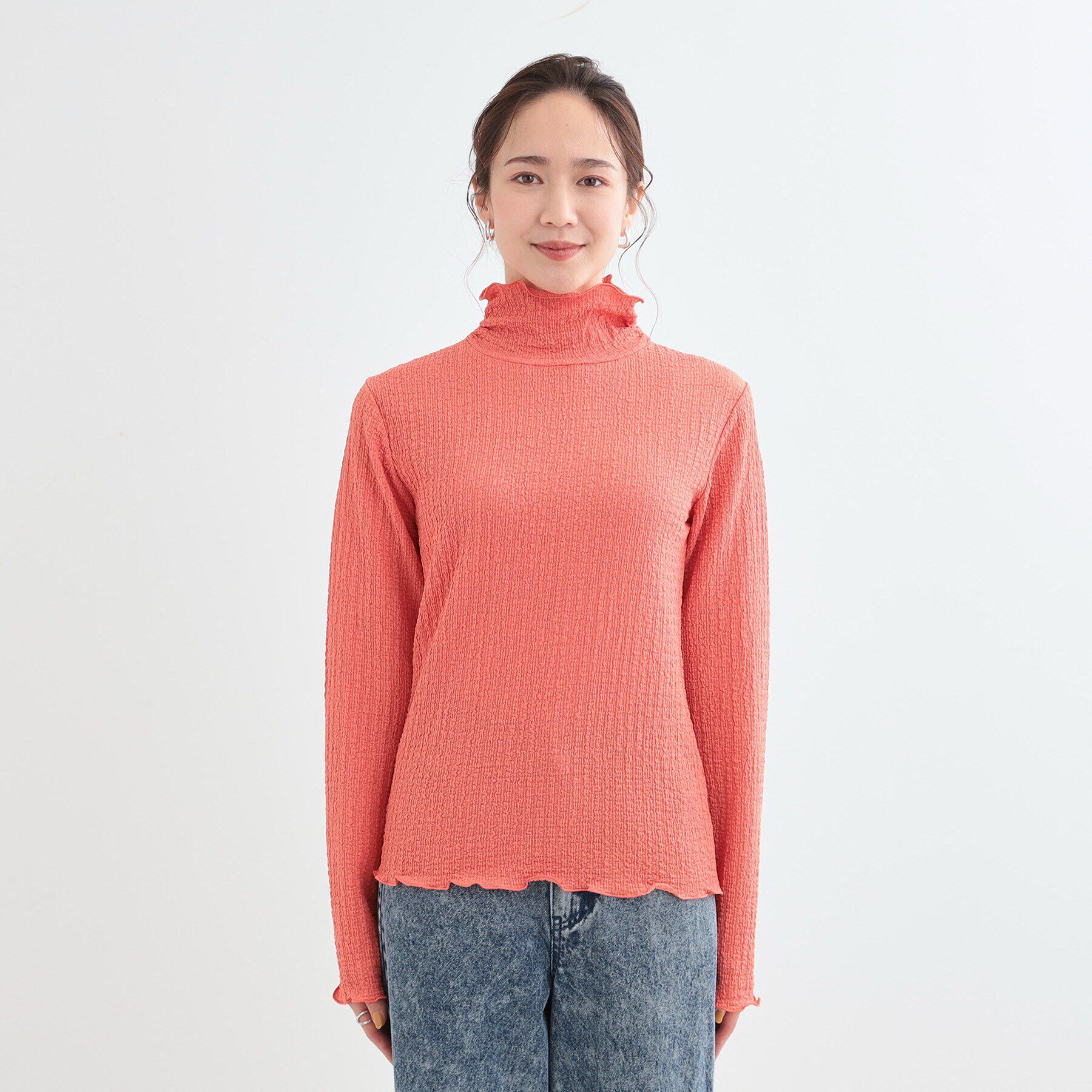 SHOO･LA･RUE「【洗える/S-LL】レイヤードスタイルに ふくれシャーリングネックインナー」|Tシャツ・カットソー|