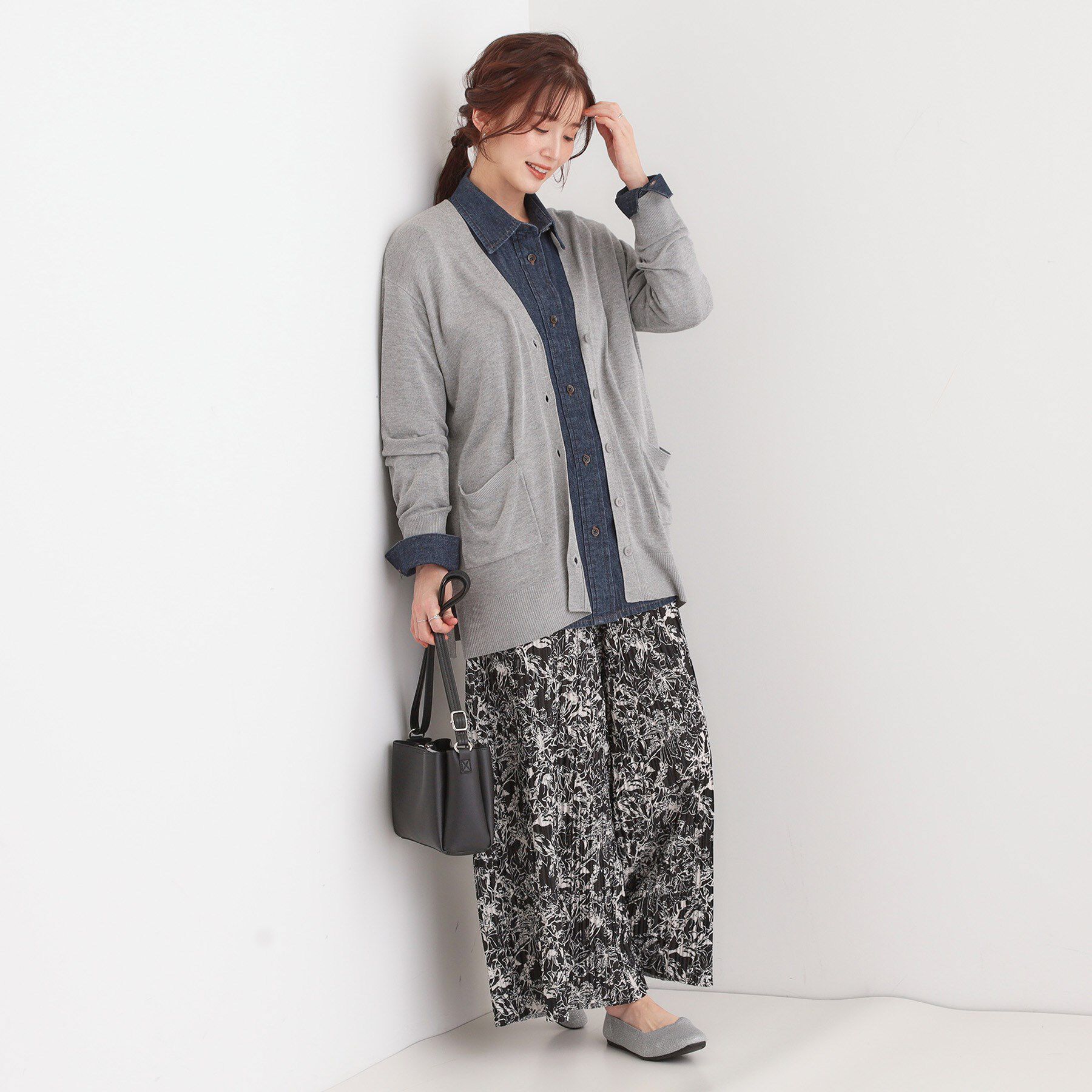 SHOO･LA･RUE「【S-LL】柄プリーツ イージーワイドパンツ」|その他|