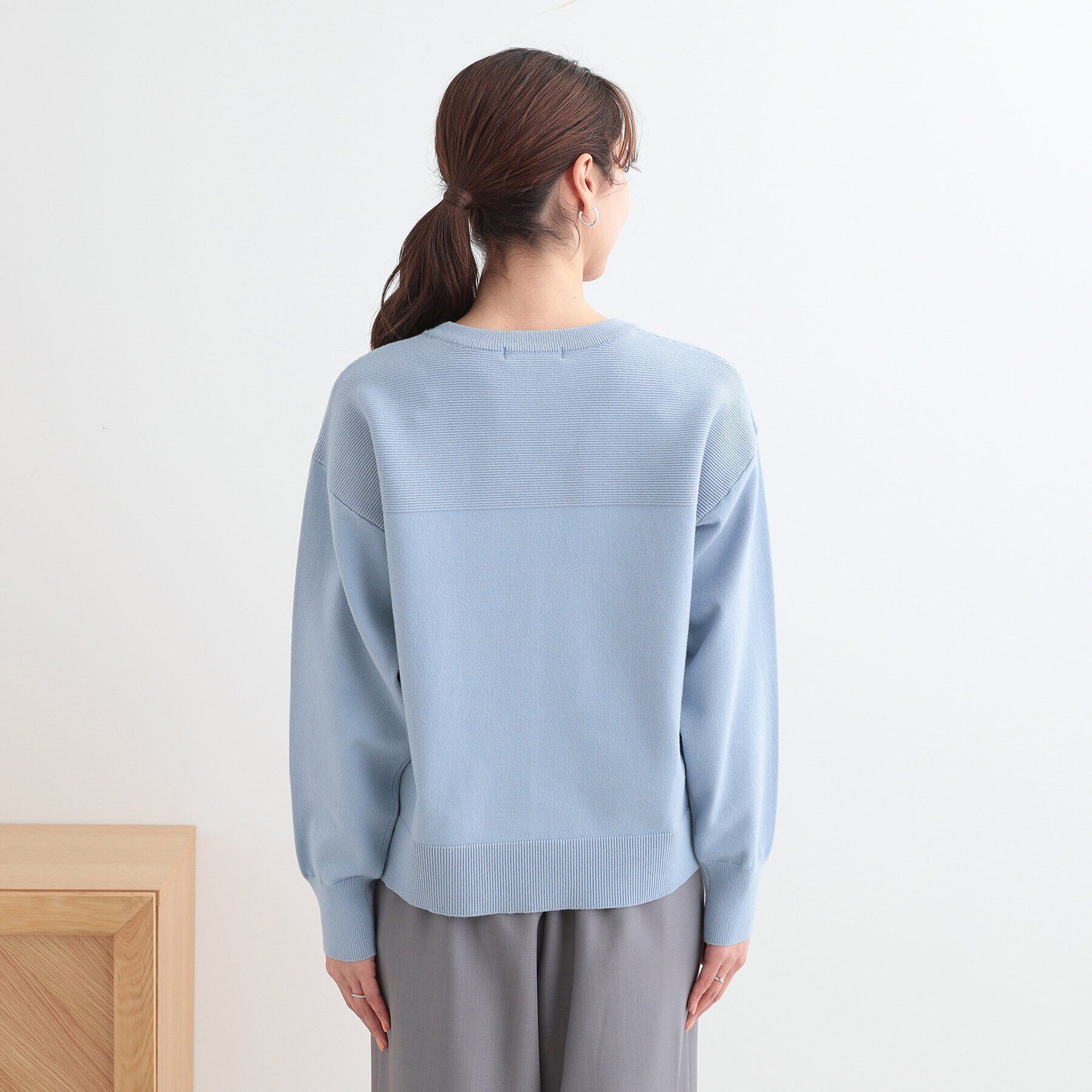 SHOO･LA･RUE「【S-LL/洗える】顔回りすっきりガーター編み切り替えニット」|ニット・セーター|