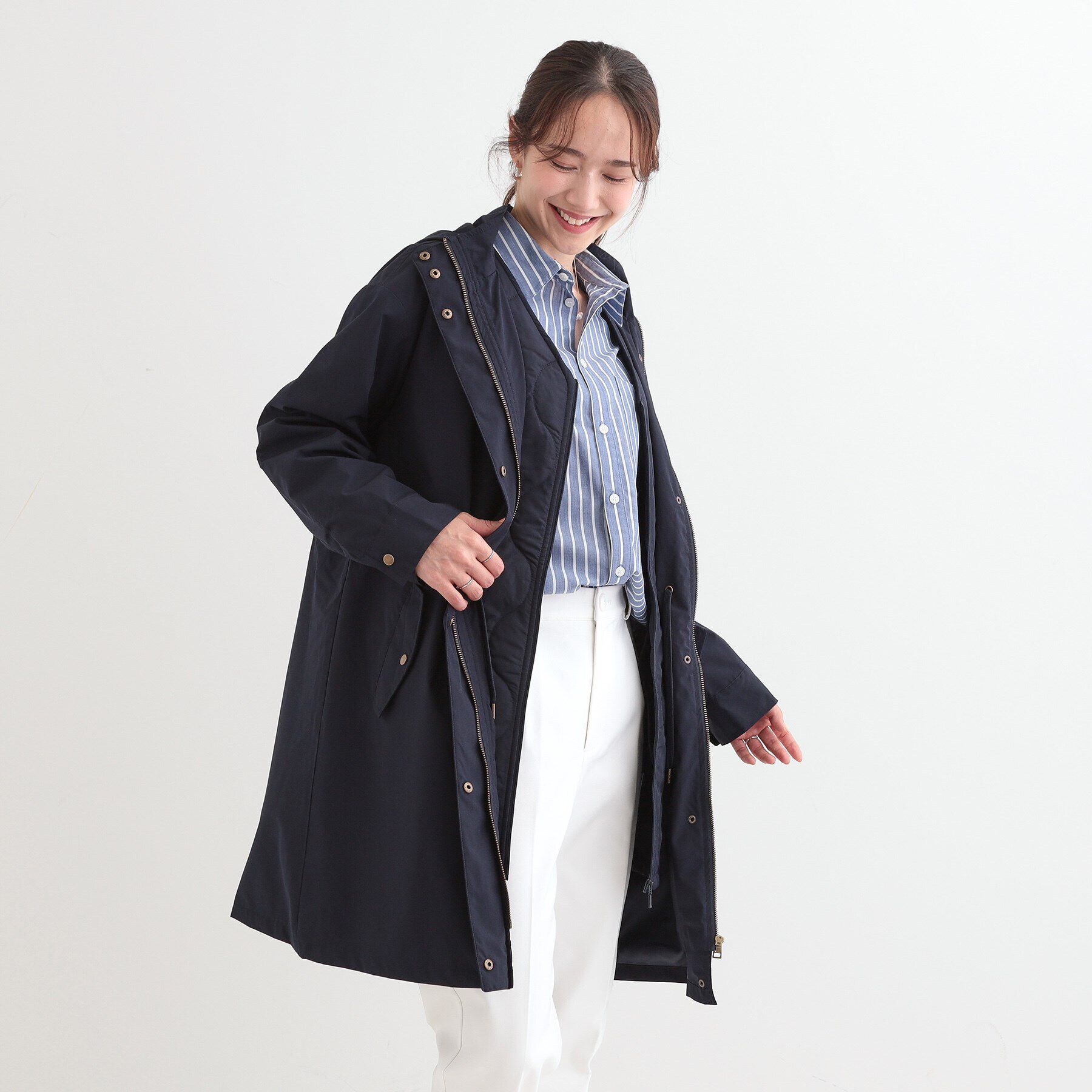 SHOO･LA･RUE「【撥水/防花粉/S-LL】ライナー付き ミリタリーフーデッドコート」|その他|