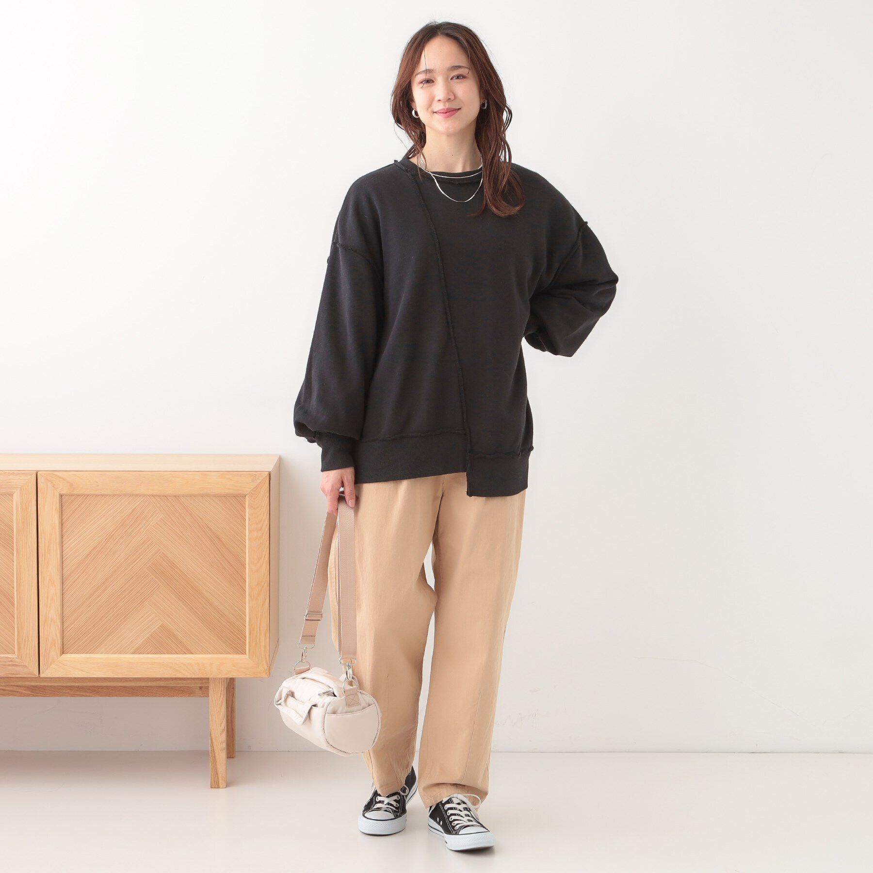 SHOO･LA･RUE「【リメイク風】つぎはぎ切替デザインスウェット」|パーカー|