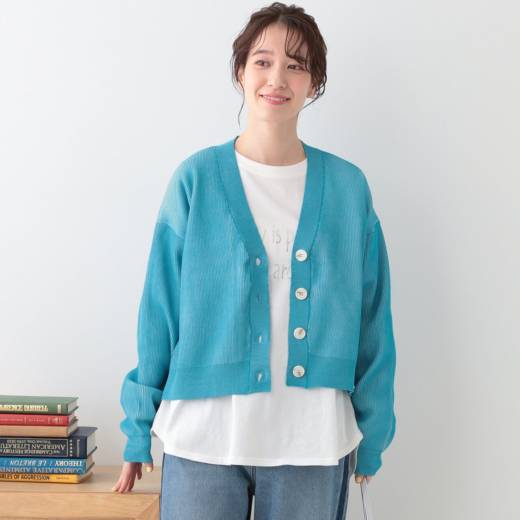 SHOO･LA･RUE「【着丈が選べる】スポンディッシュ配色畦カーディガン」|カーディガン|