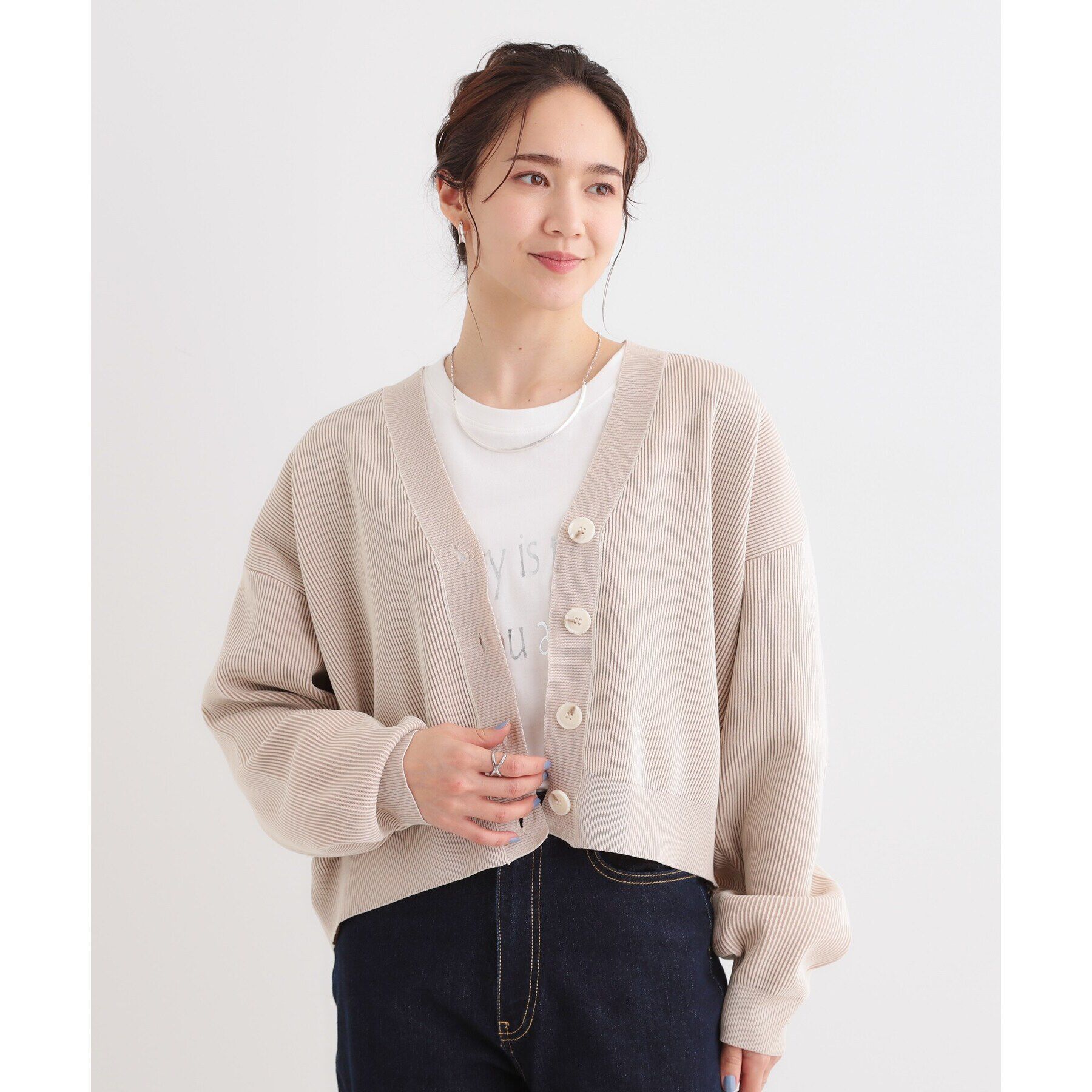 SHOO･LA･RUE「【着丈が選べる】スポンディッシュ配色畦カーディガン」|カーディガン|