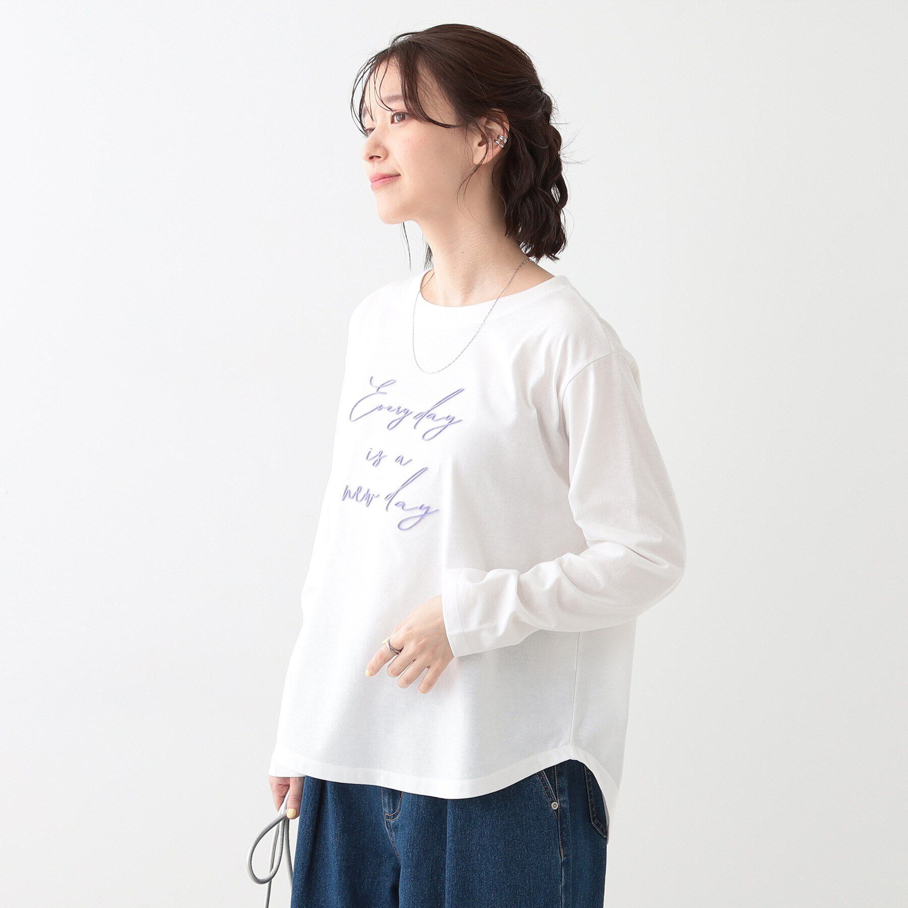SHOO･LA･RUE「【S-LL】ロゴの立体感が魅力 ブラシ刺繍ロンT」|Tシャツ・カットソー|