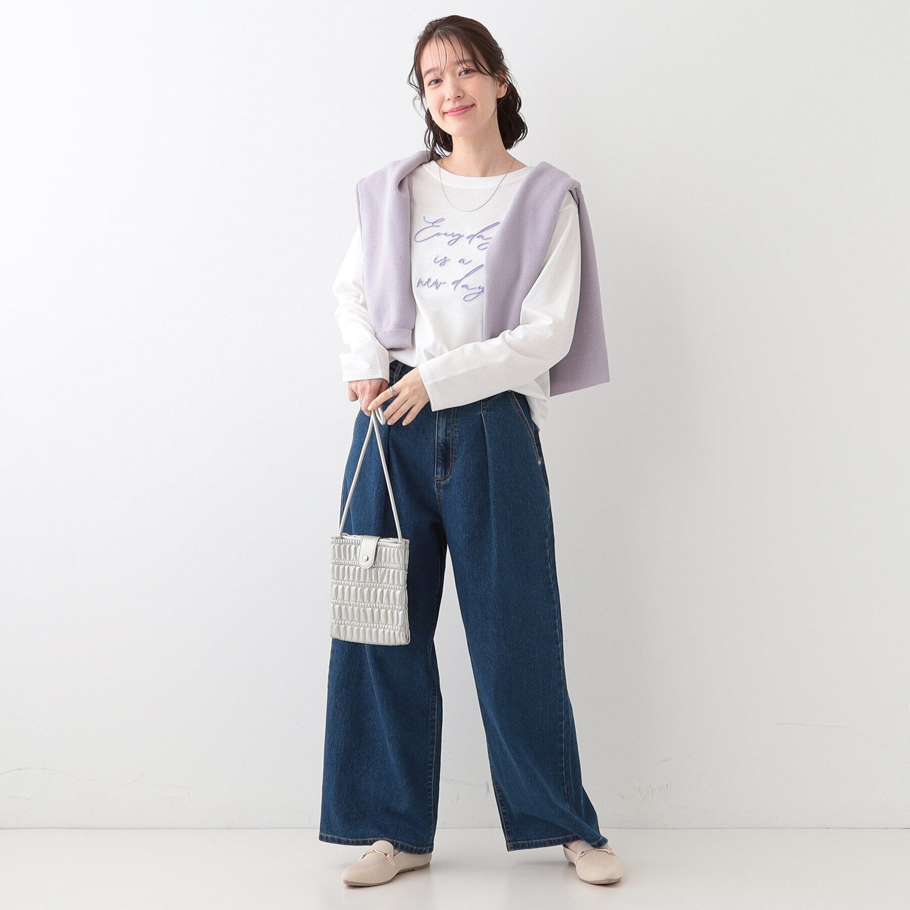 SHOO･LA･RUE「【S-LL】ロゴの立体感が魅力 ブラシ刺繍ロンT」|Tシャツ・カットソー|