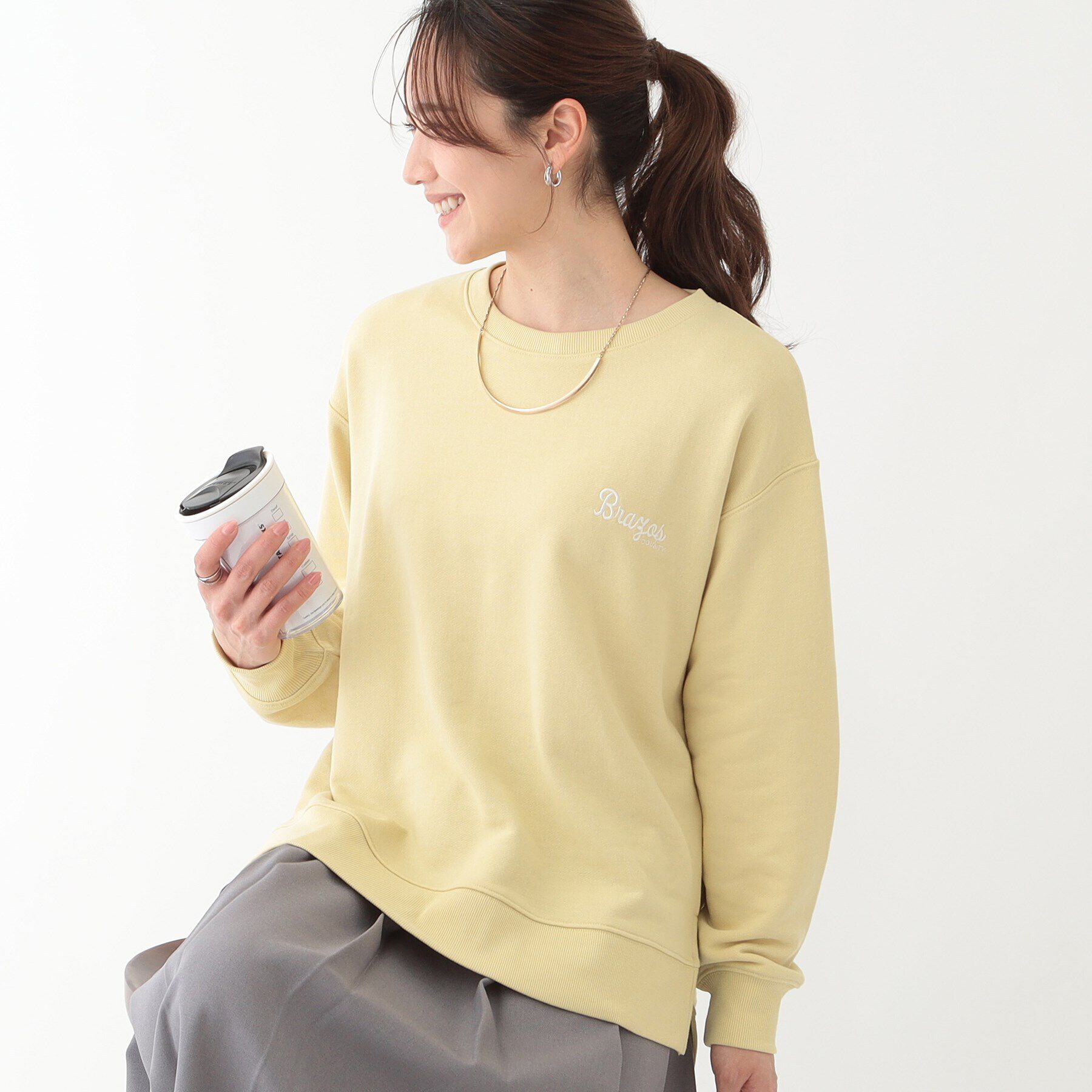 SHOO･LA･RUE「【洗える/S-LL】選べる3柄 グラフィックスウェット」|Tシャツ・カットソー|ライトイエロー(23