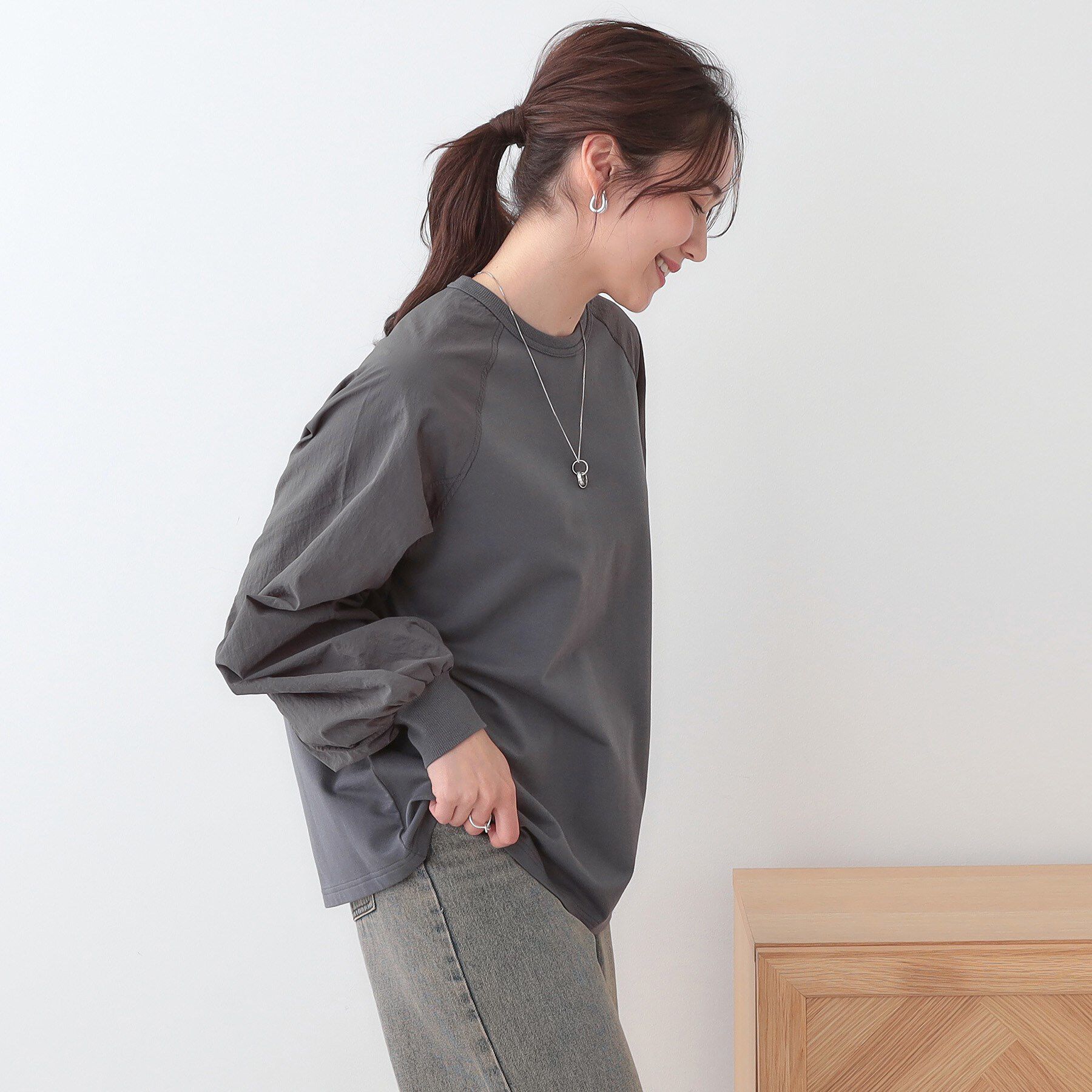 SHOO･LA･RUE「【洗える】季節の変わり目に ラグランナイロントップス」|Tシャツ・カットソー|