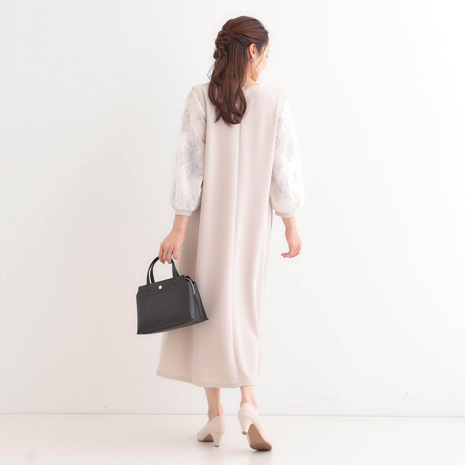 SHOO･LA･RUE「1枚で上品に決まる お袖レース切り替え7分袖ワンピース」|ワンピース|