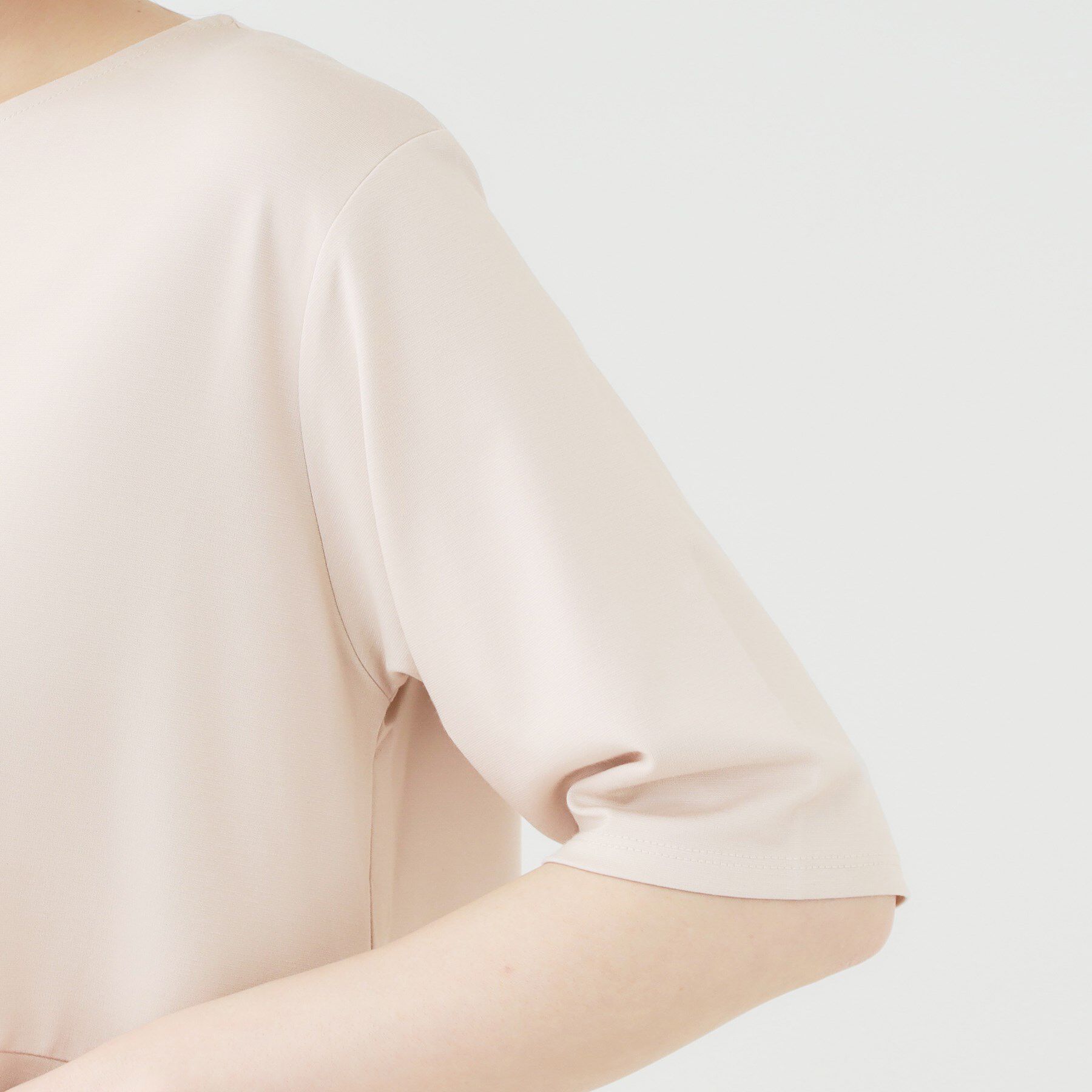 SHOO･LA･RUE「【ひんやり/UV】インせず着られる とろみペプラム5分袖トップス」|Tシャツ・カットソー|