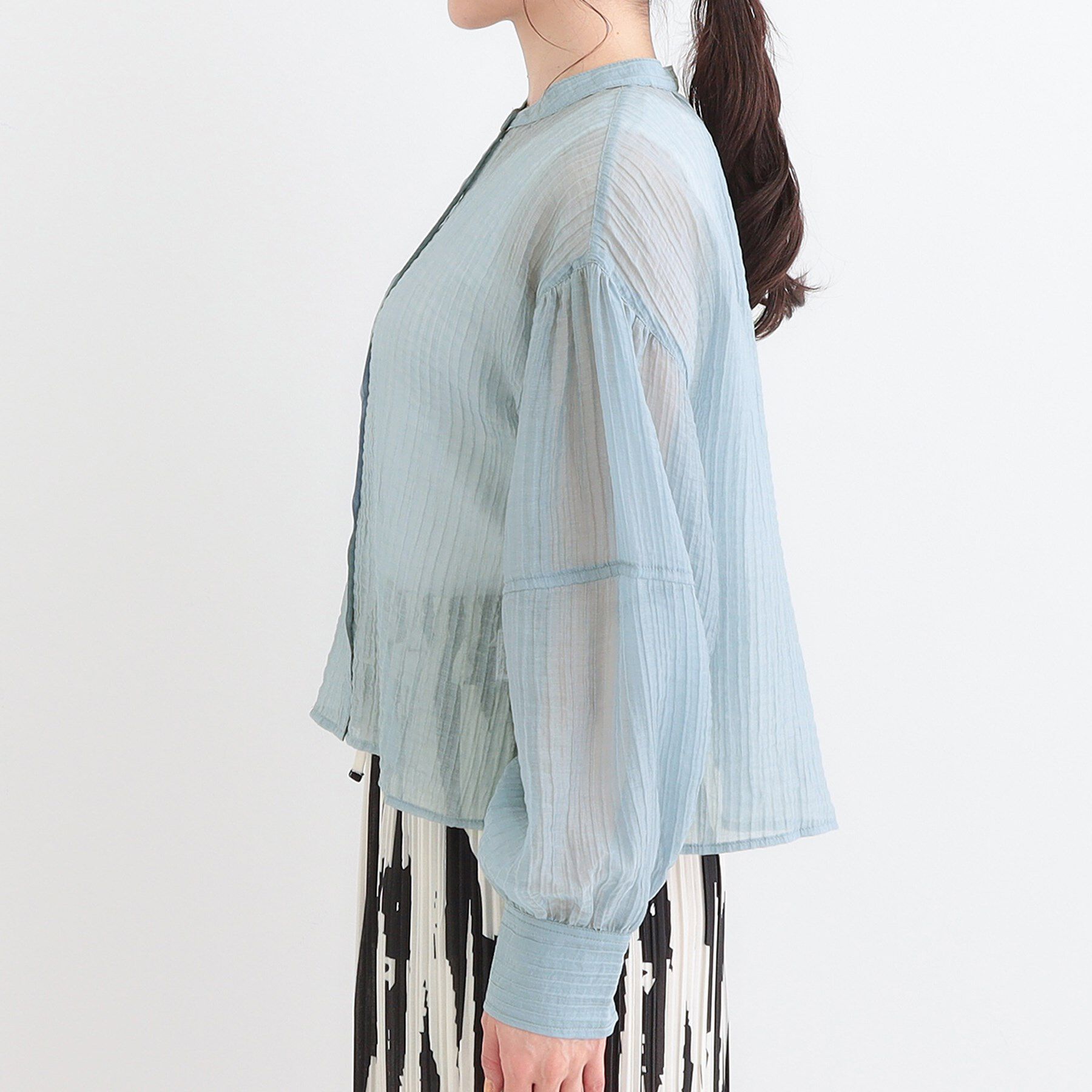 SHOO･LA･RUE「バンドカラーデザインシアーシャツ」|シャツ・ブラウス|