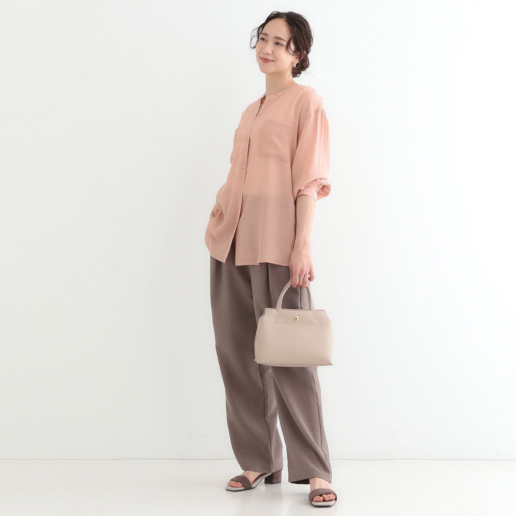 SHOO･LA･RUE「【高レビュー】大人のシアー感 バンドカラーシャツ」|シャツ・ブラウス|