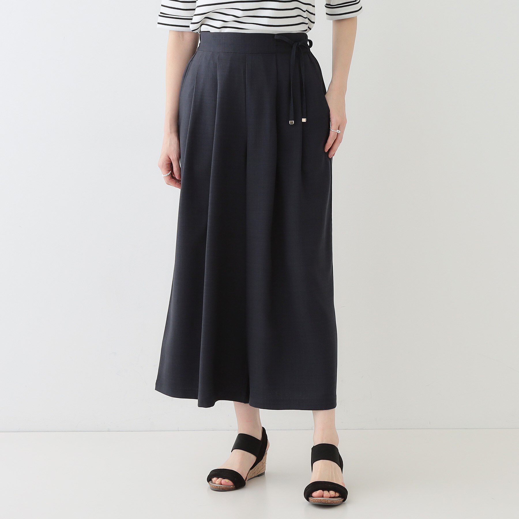 SHOO･LA･RUE「【洗える/S-LL/アイロン掛けが楽】低身長さんにもおすすめ 麻調ガウチョパンツ」|その他|