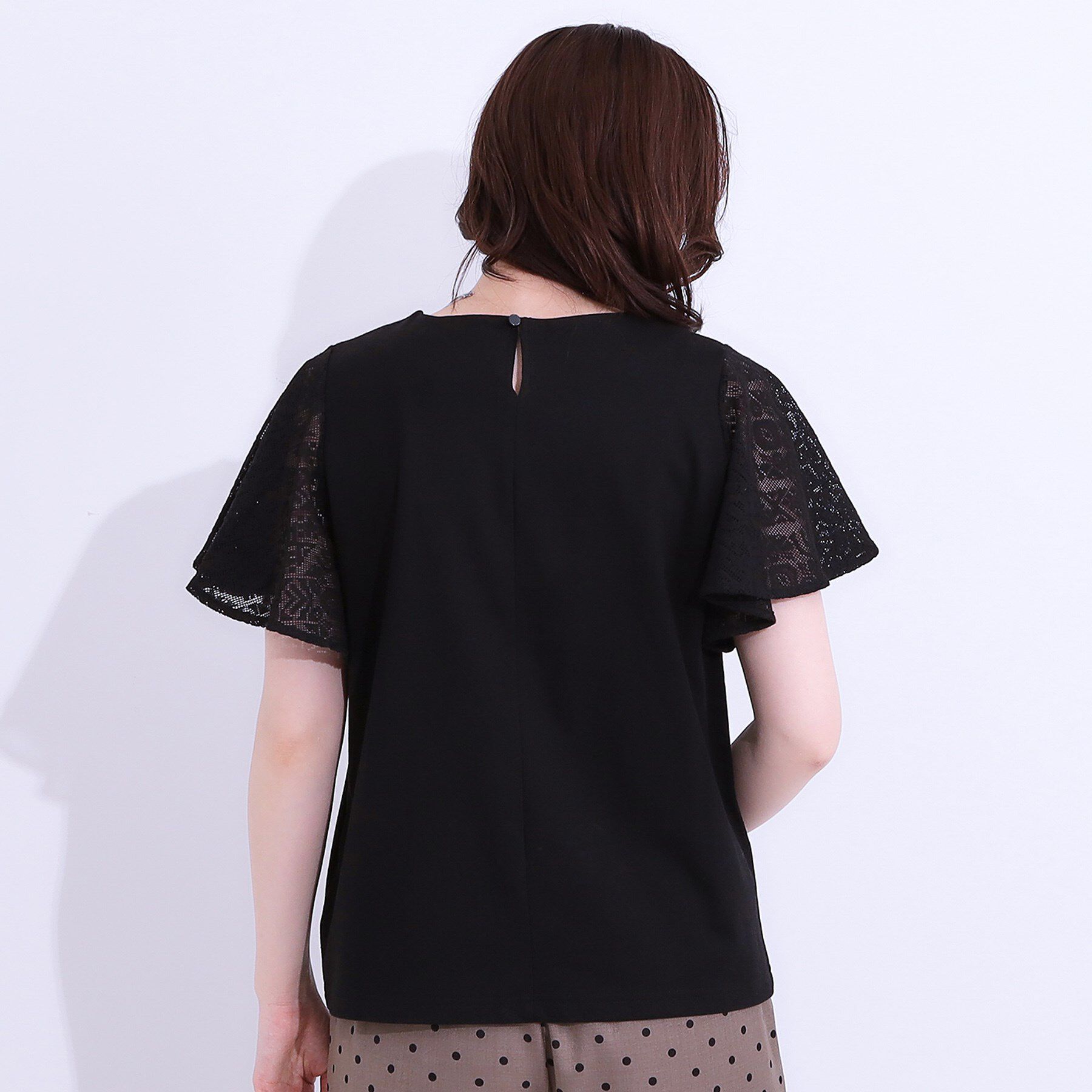 SHOO･LA･RUE「【S-LL】大人の上品コーデに お袖レース切り替えトップス」|Tシャツ・カットソー|