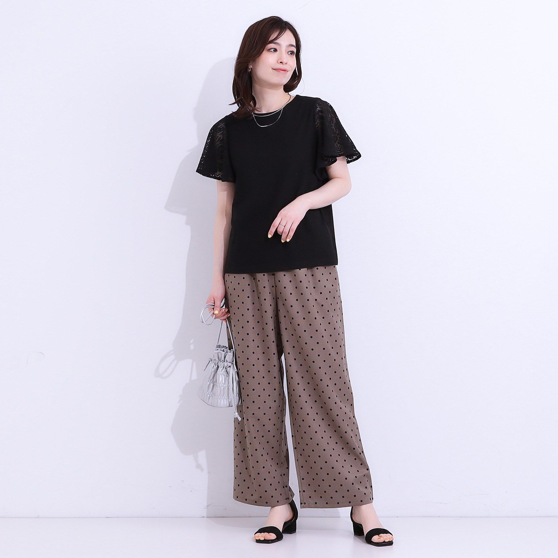 SHOO･LA･RUE「【S-LL】大人の上品コーデに お袖レース切り替えトップス」|Tシャツ・カットソー|