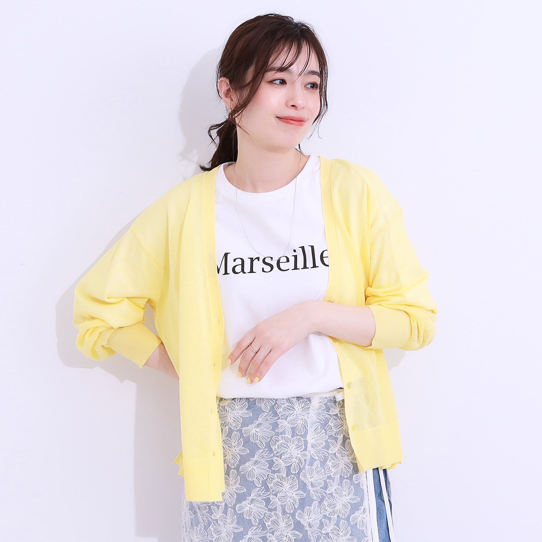 SHOO･LA･RUE「【洗える】ナチュラルなシアー感が魅力 Vネックカーディガン」|カーディガン|