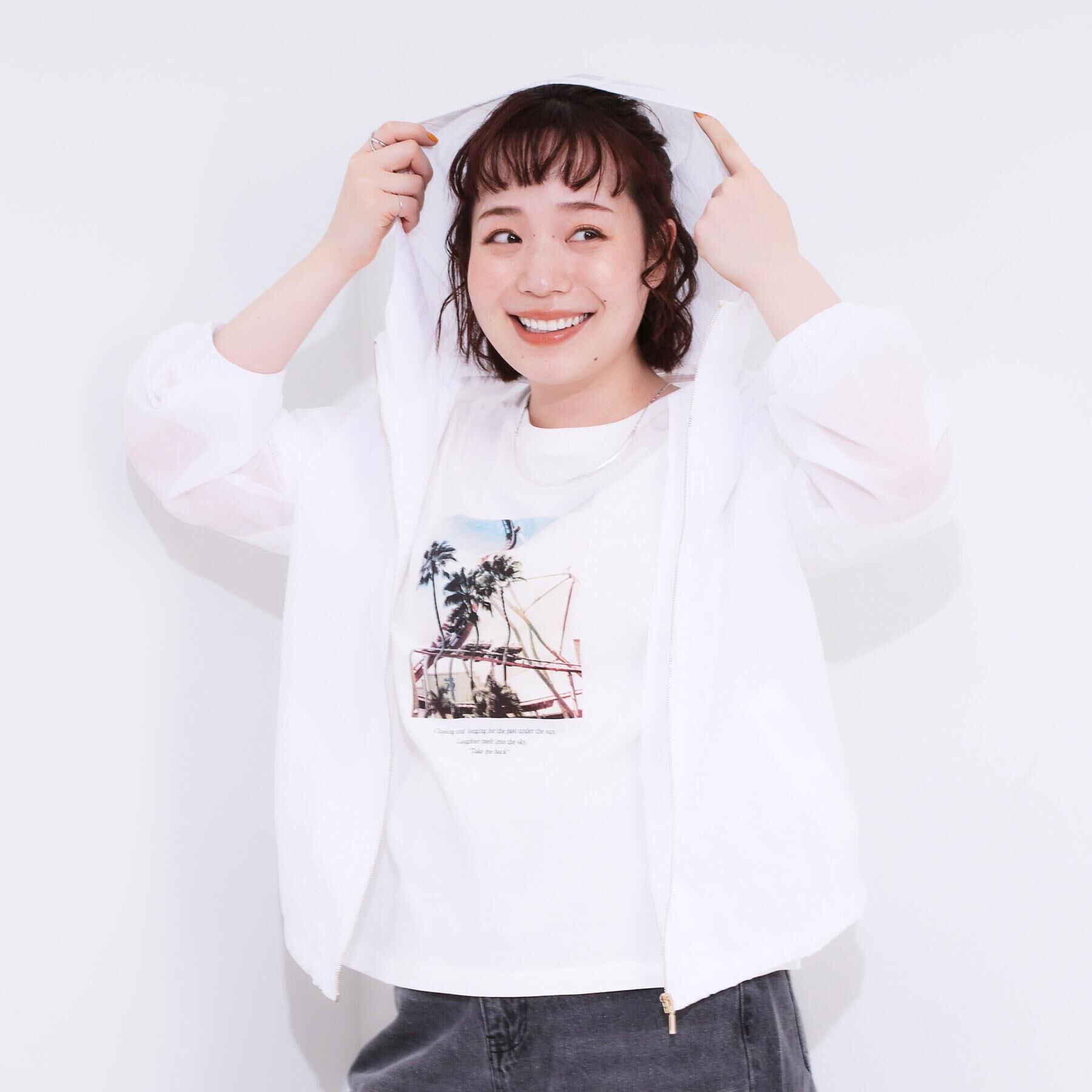 SHOO･LA･RUE「【S-LL】程よいシアー感　大人世代の軽やかフードブルゾン」|ブルゾン・スタジャン|