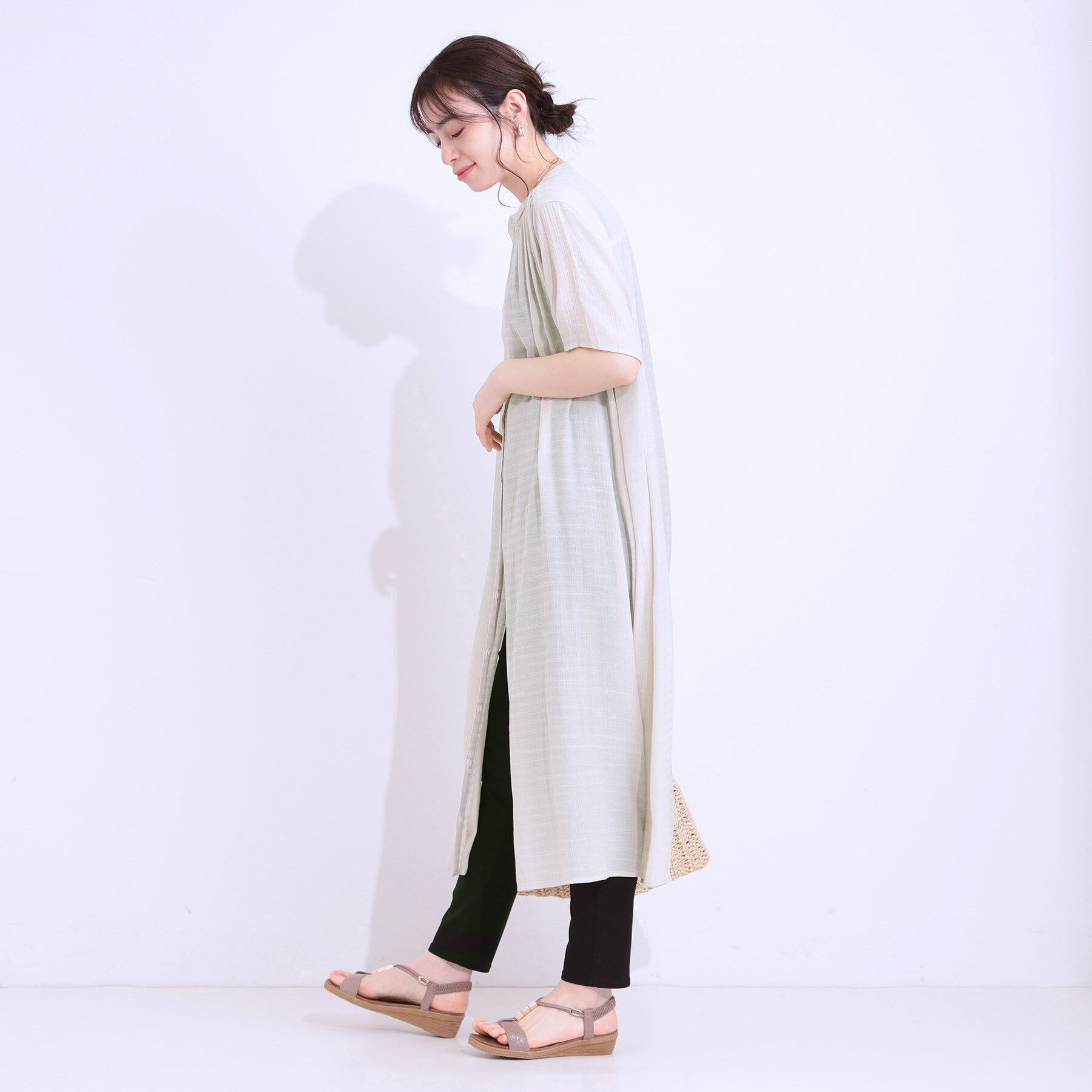 SHOO･LA･RUE「さらさら ドビーギャザー シャツワンピース」|ワンピース|