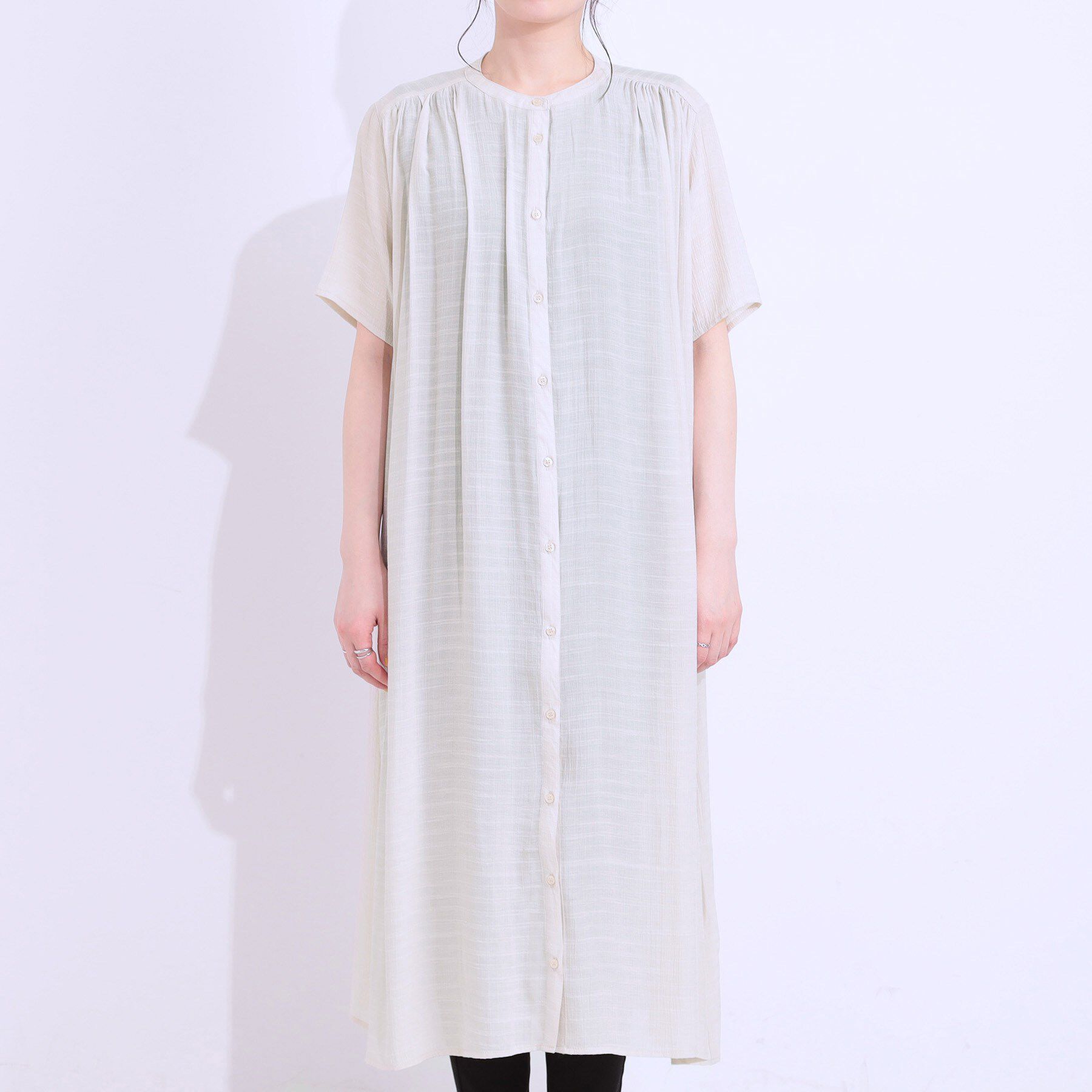 SHOO･LA･RUE「さらさら ドビーギャザー シャツワンピース」|ワンピース|