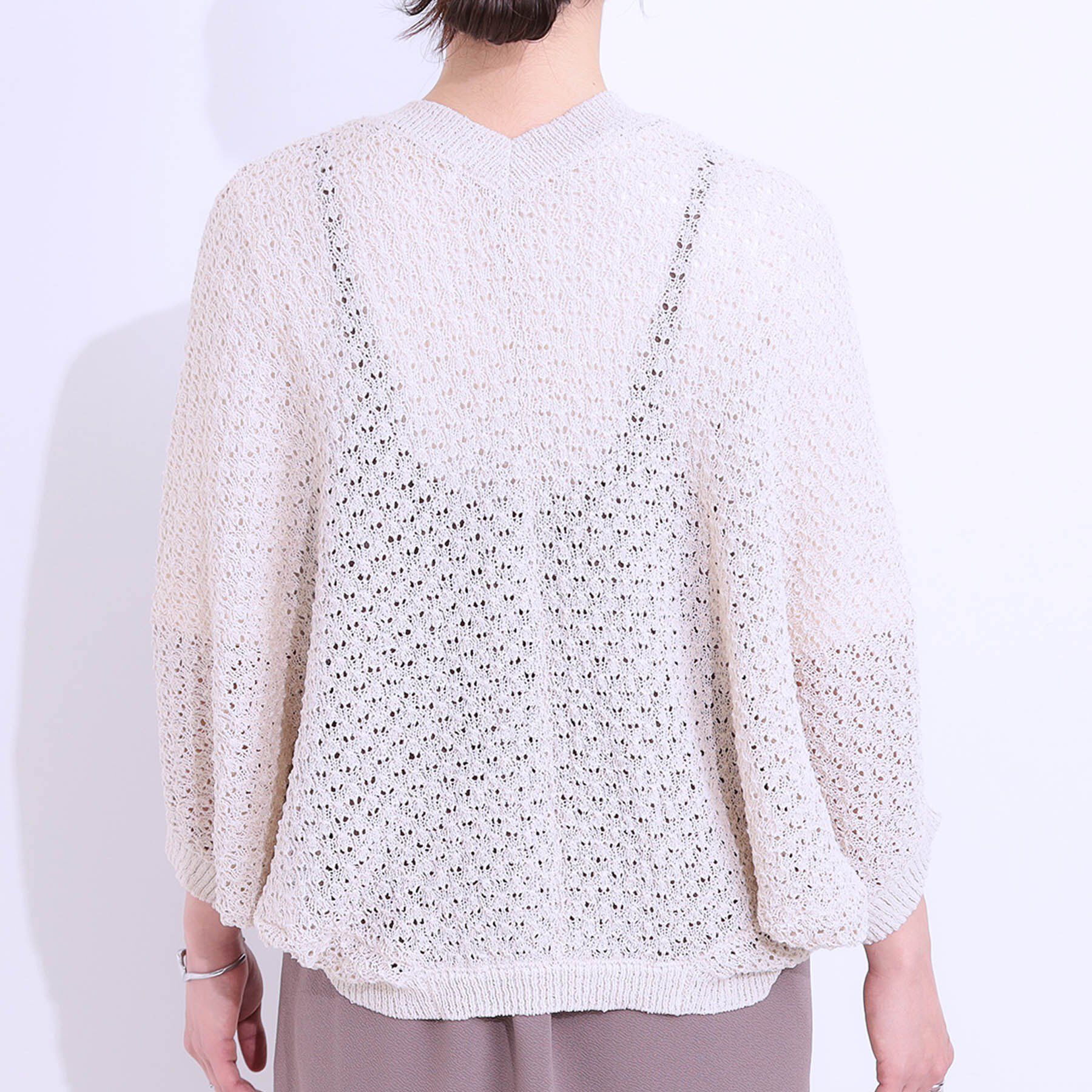 SHOO･LA･RUE「リネンライク 透かし編みボレロカーディガン」|カーディガン|